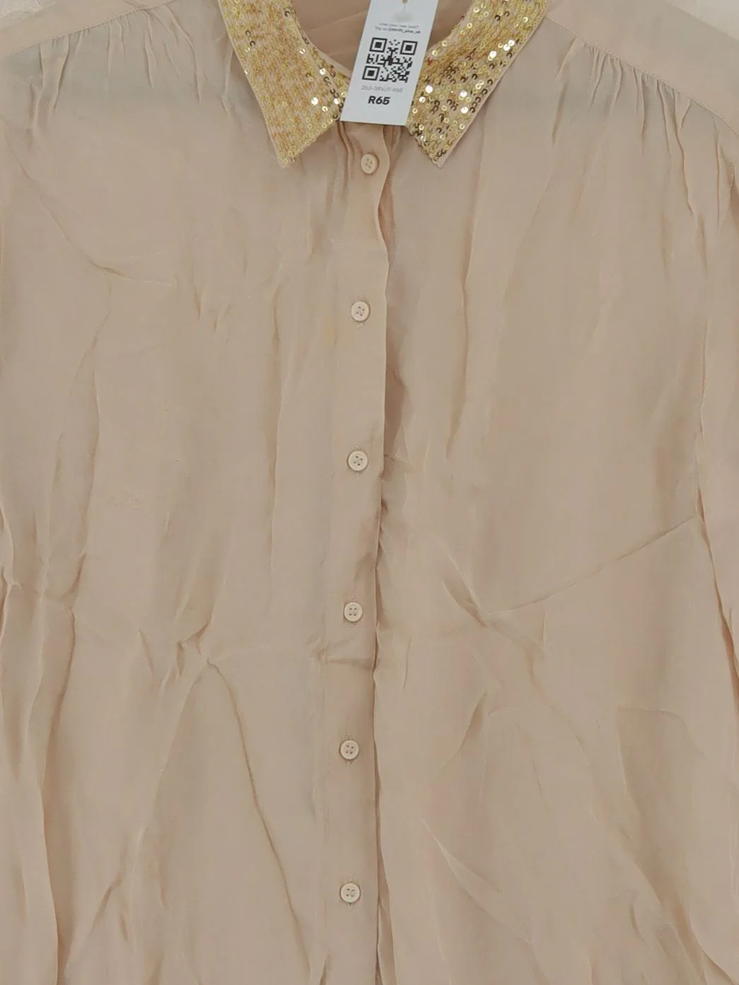 French Connection Women's Shirt M Cream 100% Viscose Long Sleeve Collared Basic - Image 3