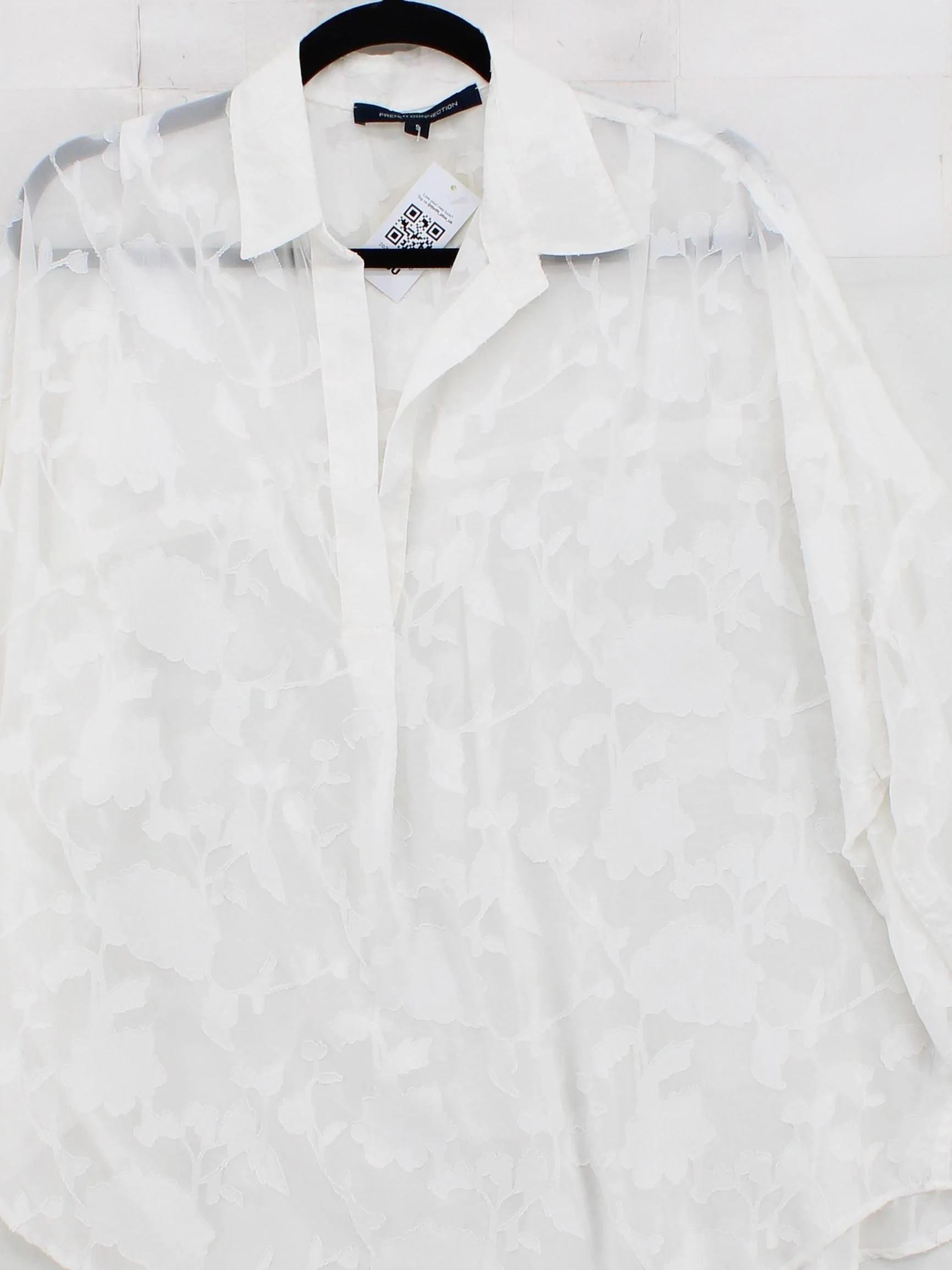 French Connection Women's Shirt S White 100% Polyester Basic - Image 3