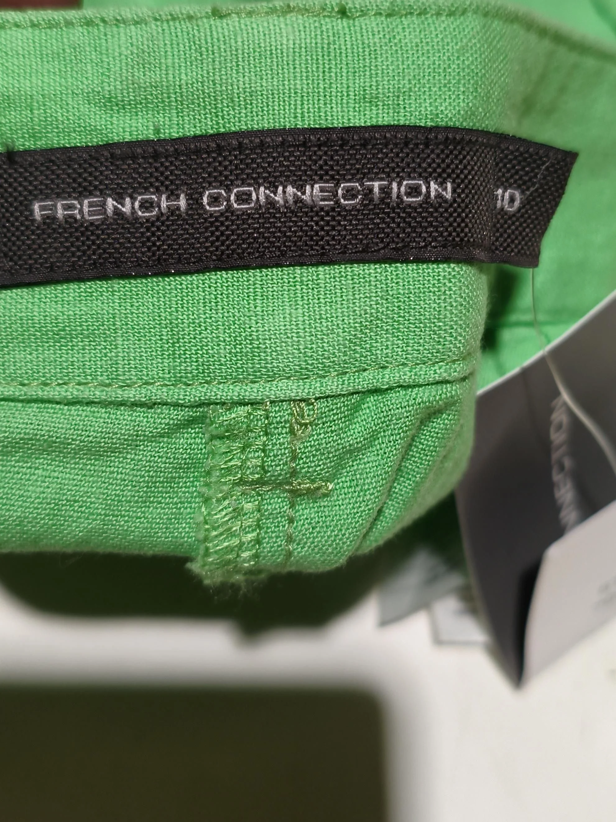 French Connection Women's Shorts UK 10 Green Cotton with Linen Paperbag - Image 5