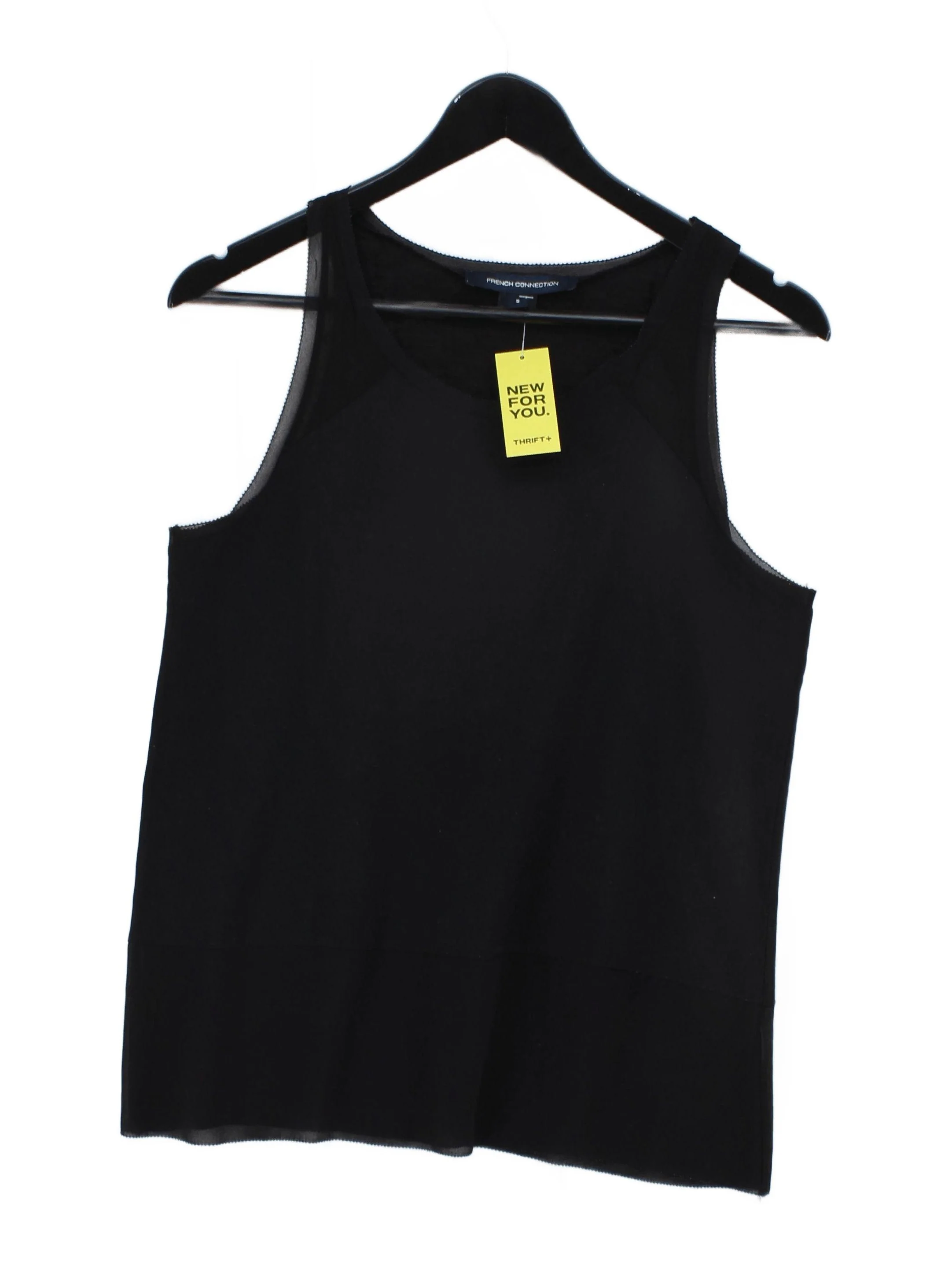 French Connection Women's T-Shirt S Black 100% Other Sleeveless Round Neck Basic