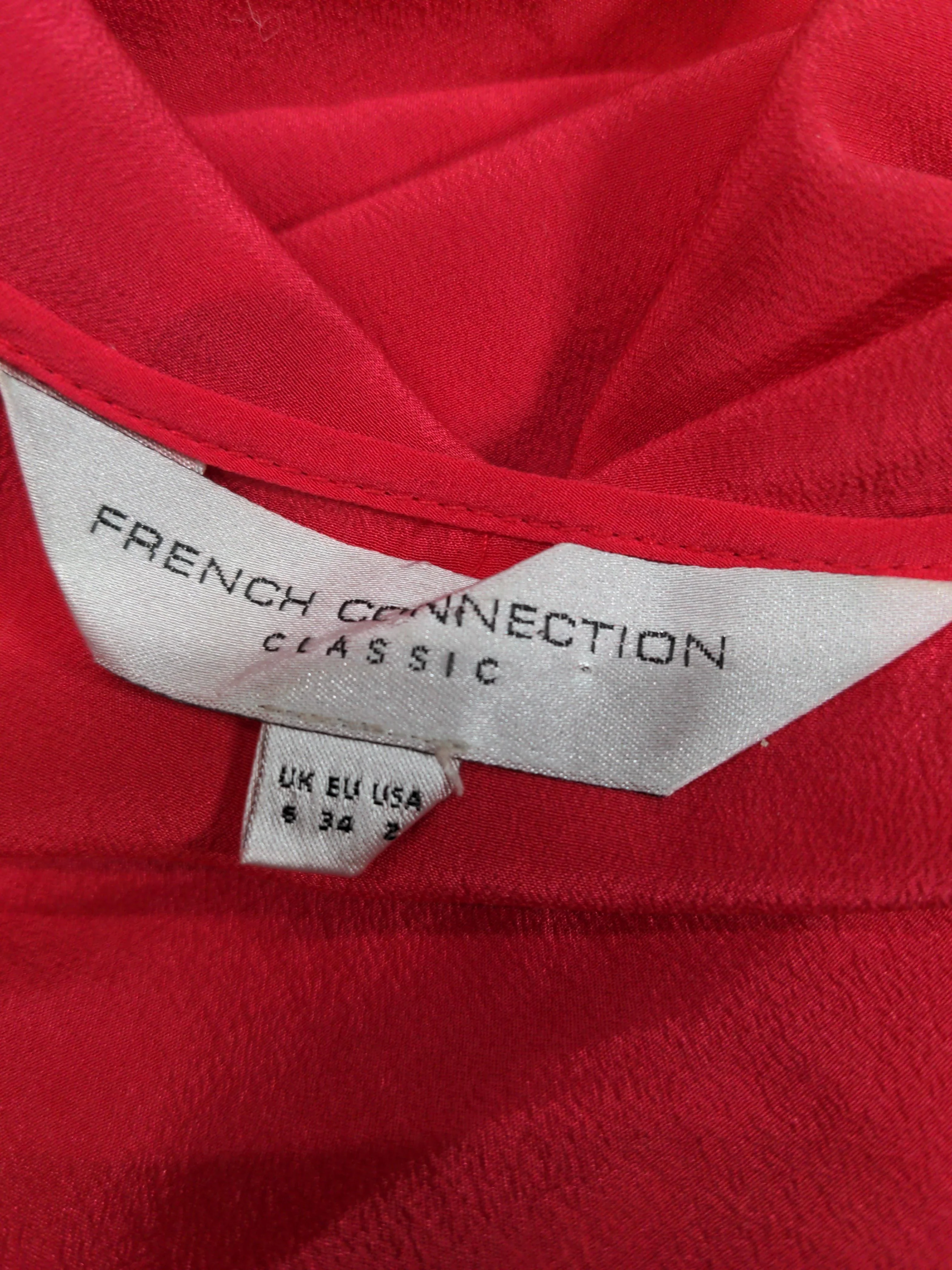 French Connection Women's T-Shirt XS Red 100% Silk Sleeveless Round Neck Basic - Image 5