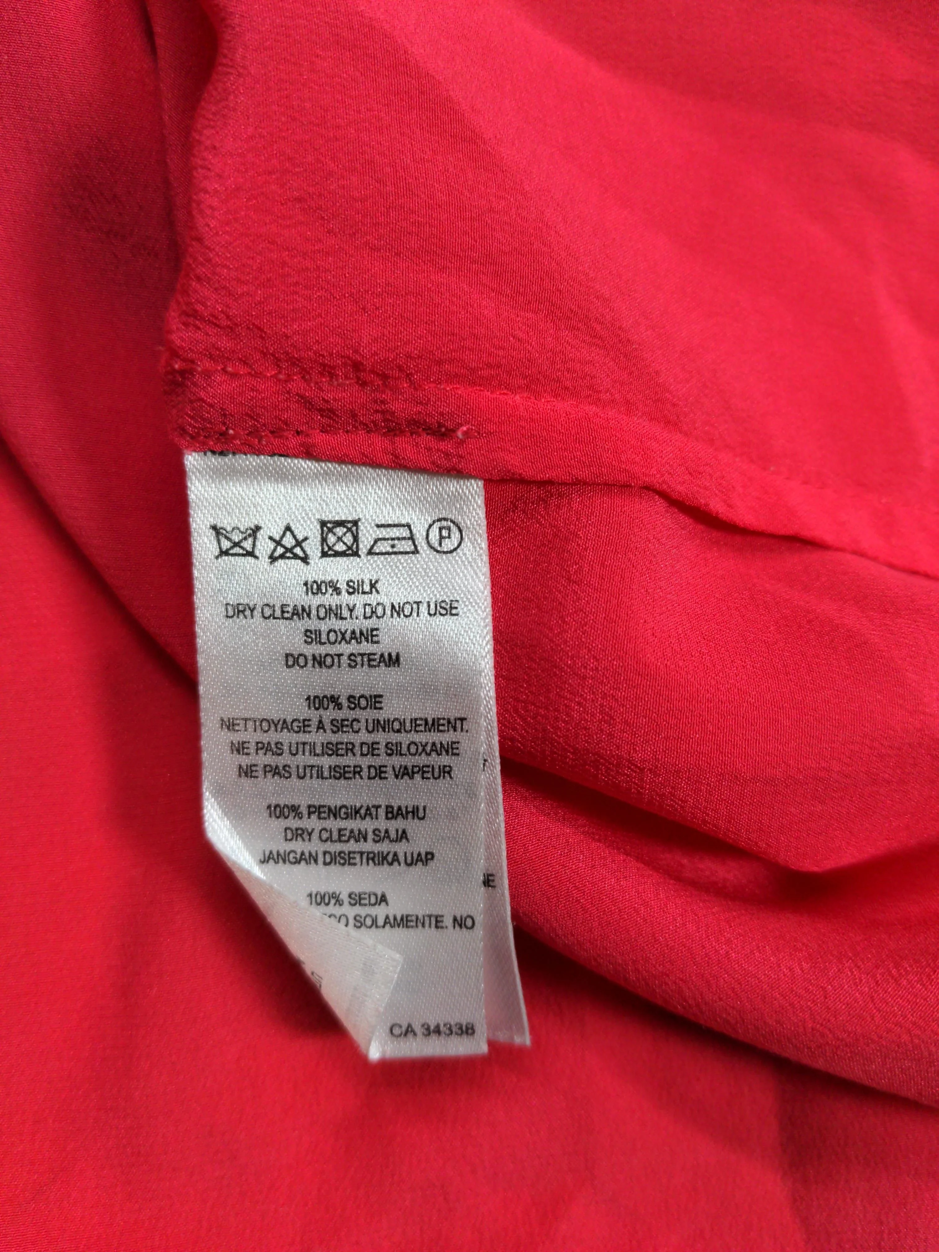 French Connection Women's T-Shirt XS Red 100% Silk Sleeveless Round Neck Basic - Image 6