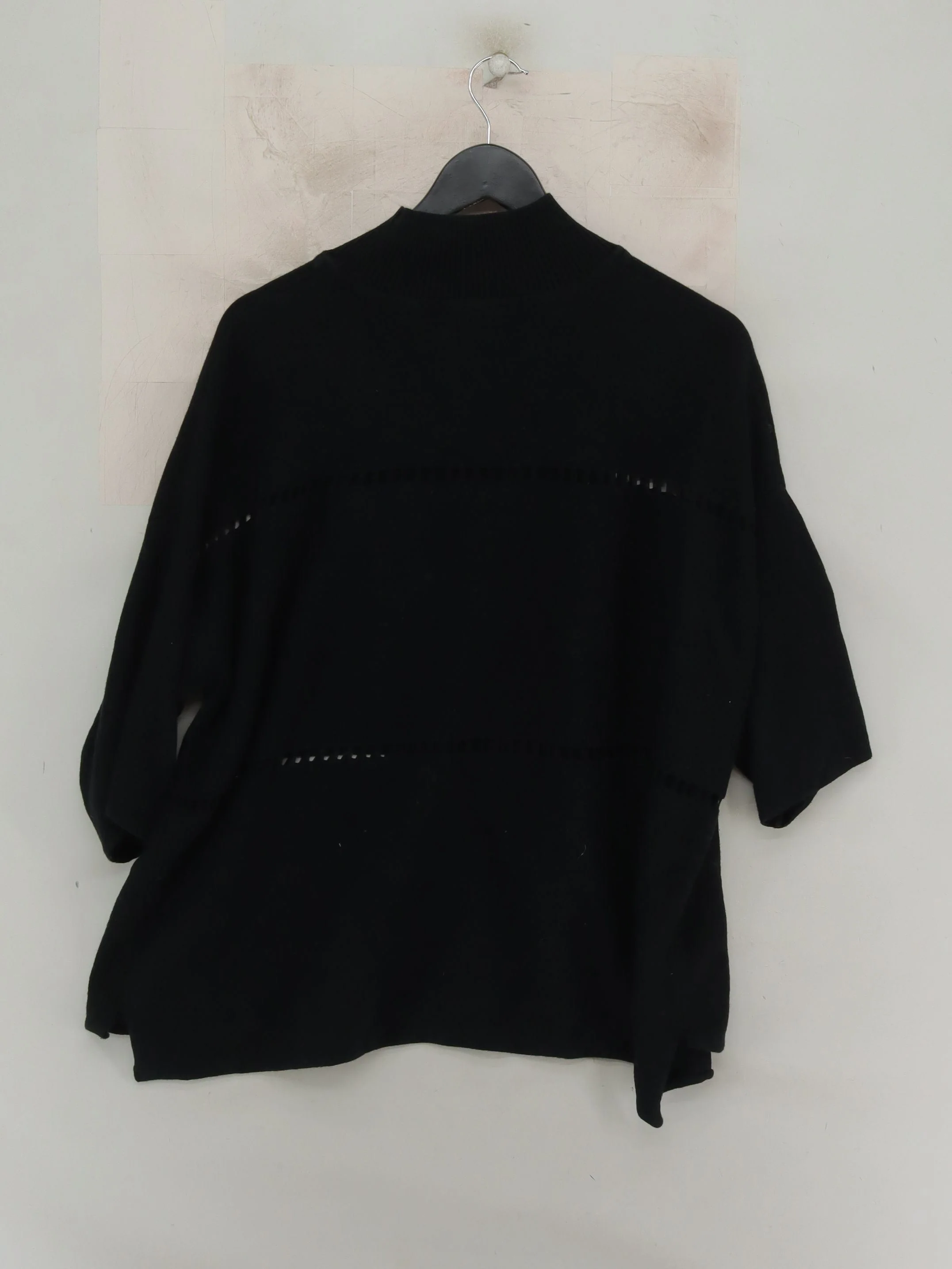 French Connection Women's Top L Black 100% Cotton 3/4 Sleeve Round Neck Basic - Image 2