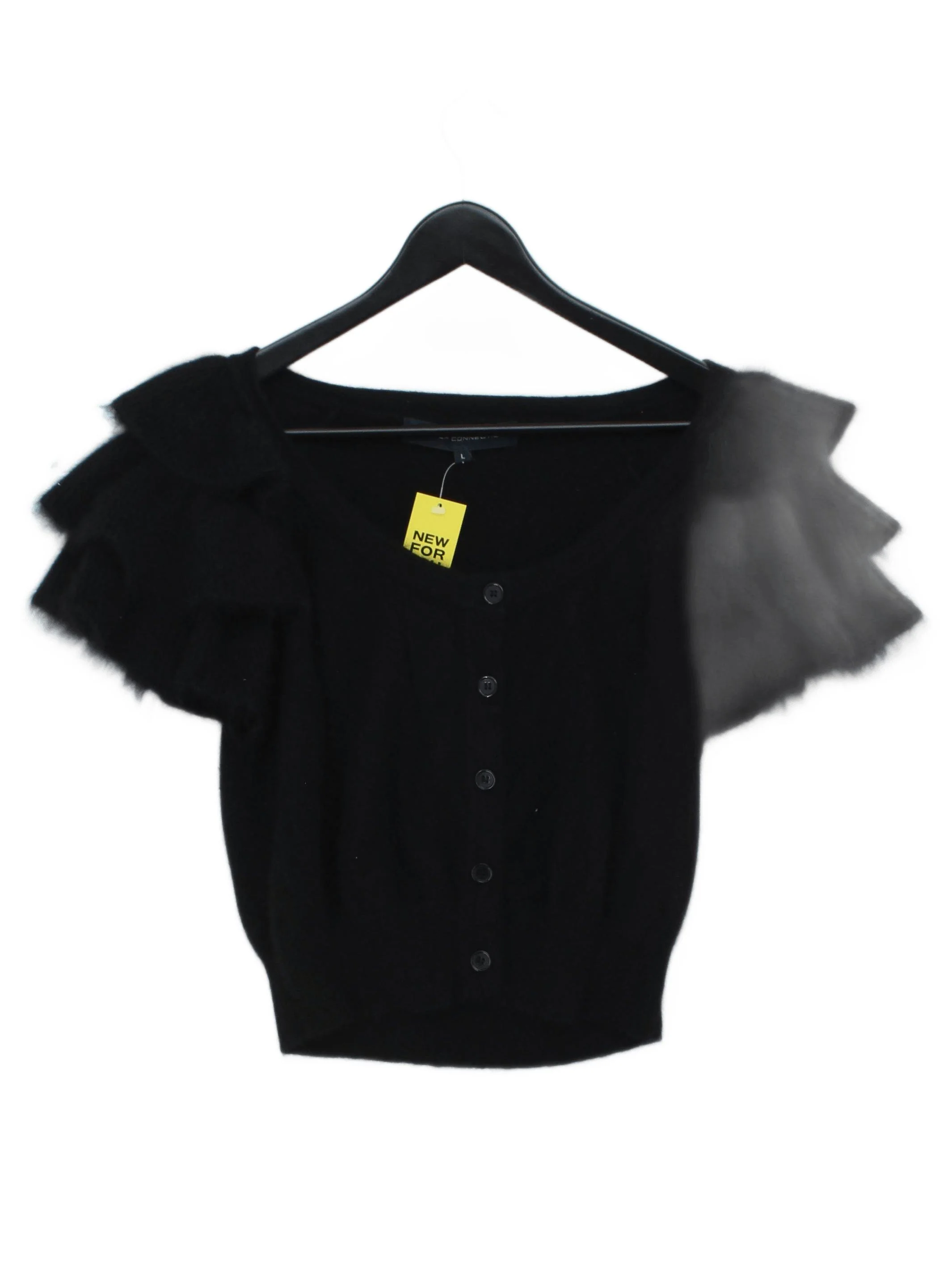 French Connection Women's Top L Black Angora with Polyamide Basic