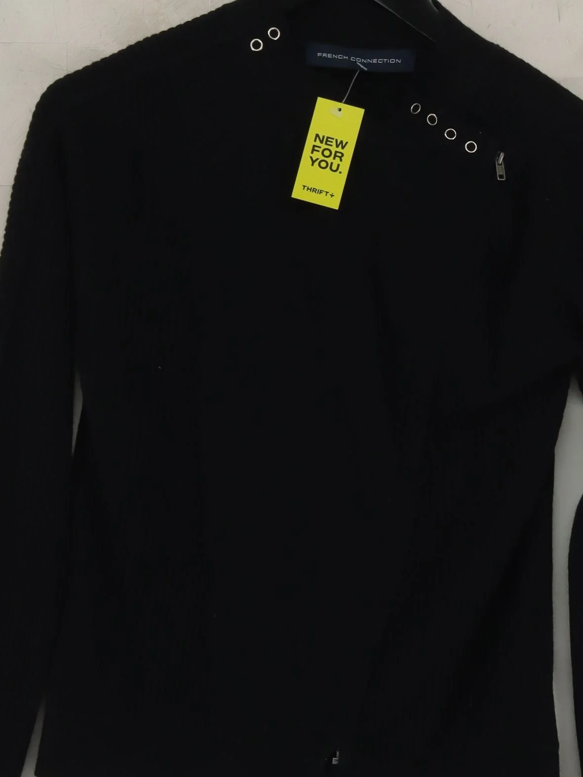 French Connection Women's Top M Black 100% Other Long Sleeve Round Neck Basic - Image 3