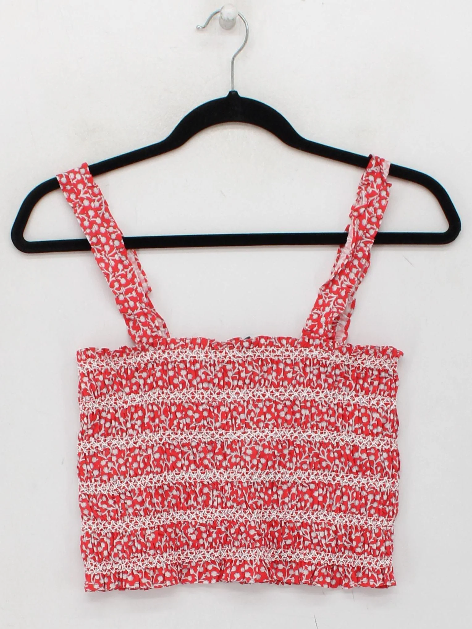 French Connection Women's Top M Red 100% Cotton Cropped - Image 2