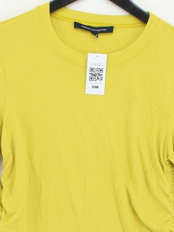French Connection Women's Top M Yellow Rayon with Polyester Basic - Image 3