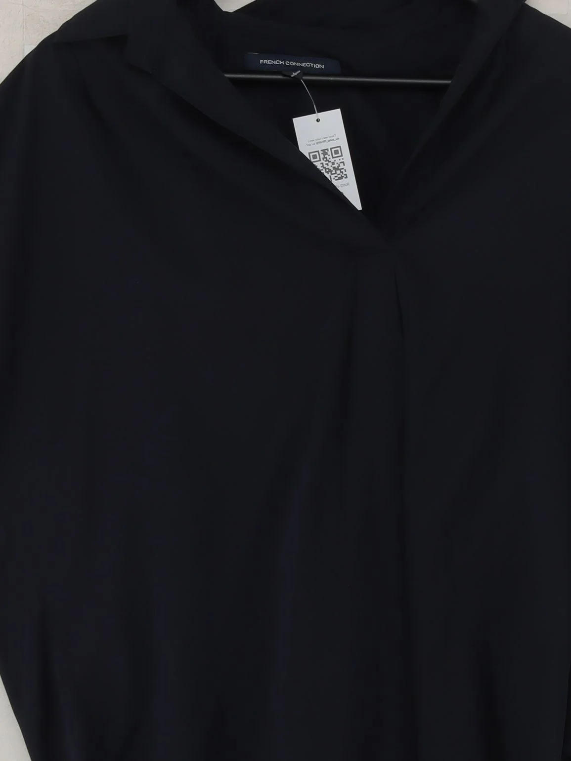 French Connection Women's Top S Black 100% Polyester Short Sleeve V-Neck Basic - Image 3