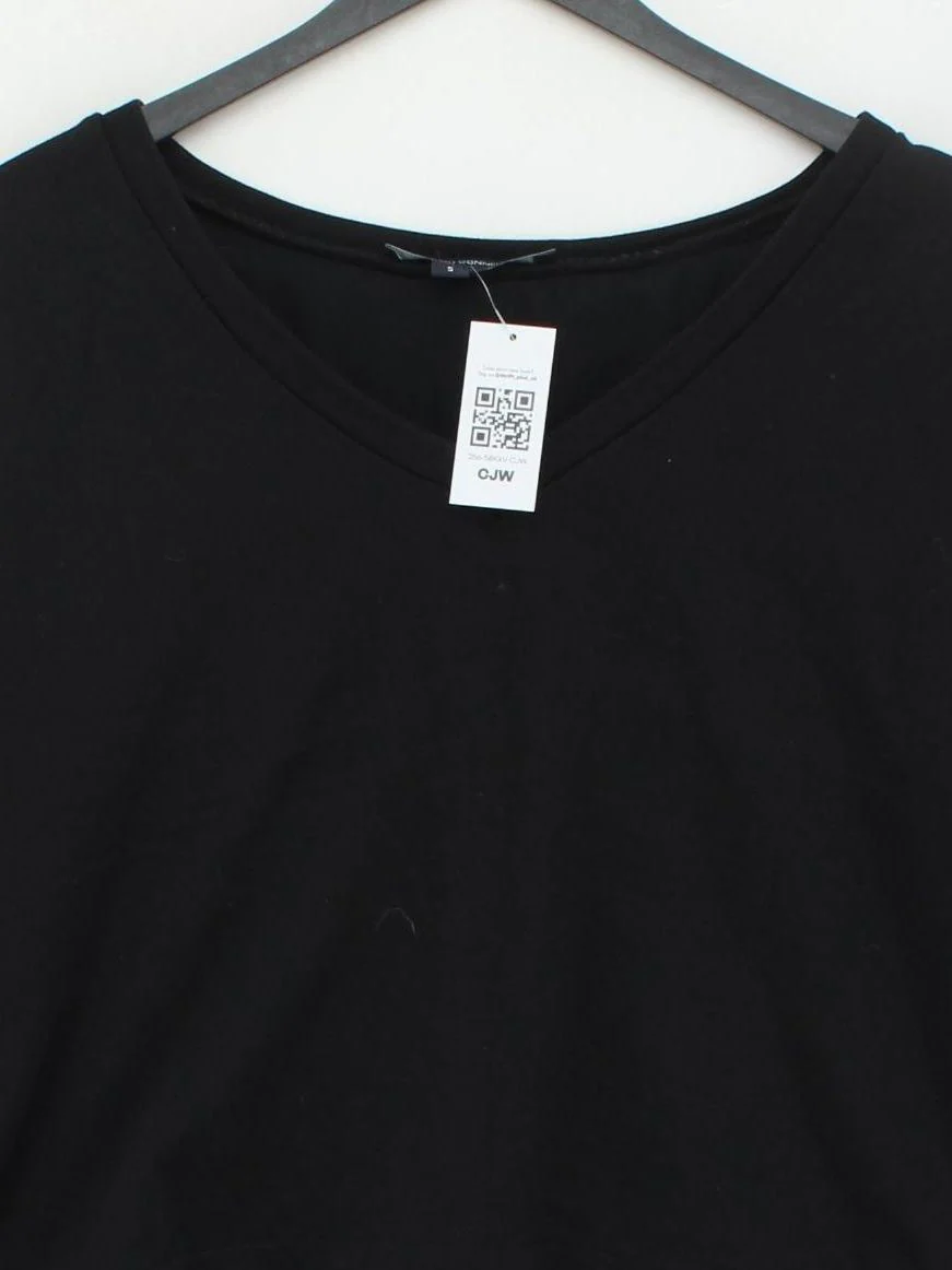 French Connection Women's Top S Black 100% Polyester Short Sleeve V-Neck Basic - Image 3