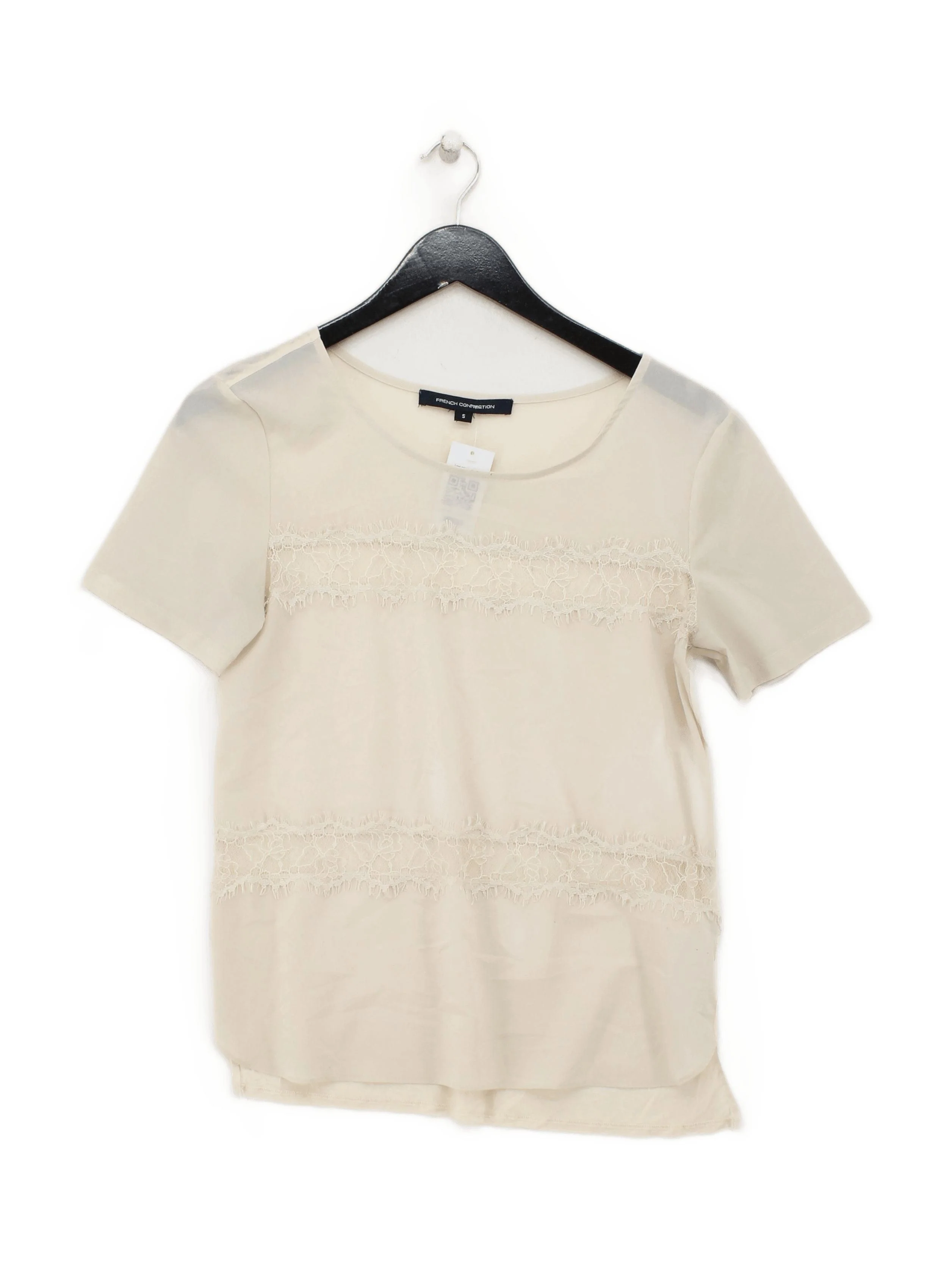 French Connection Women's Top S Cream 100% Polyester Basic