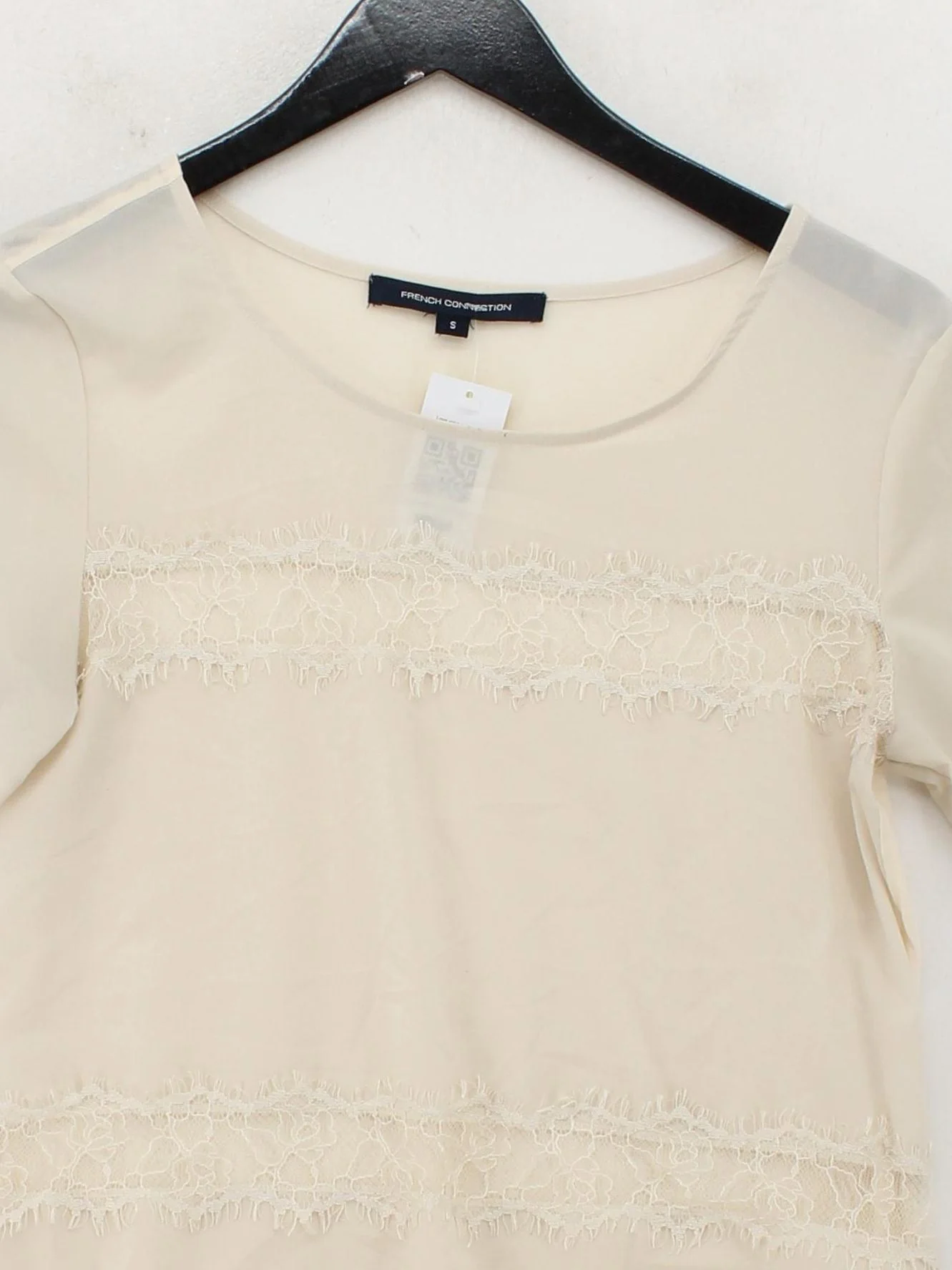 French Connection Women's Top S Cream 100% Polyester Basic - Image 3
