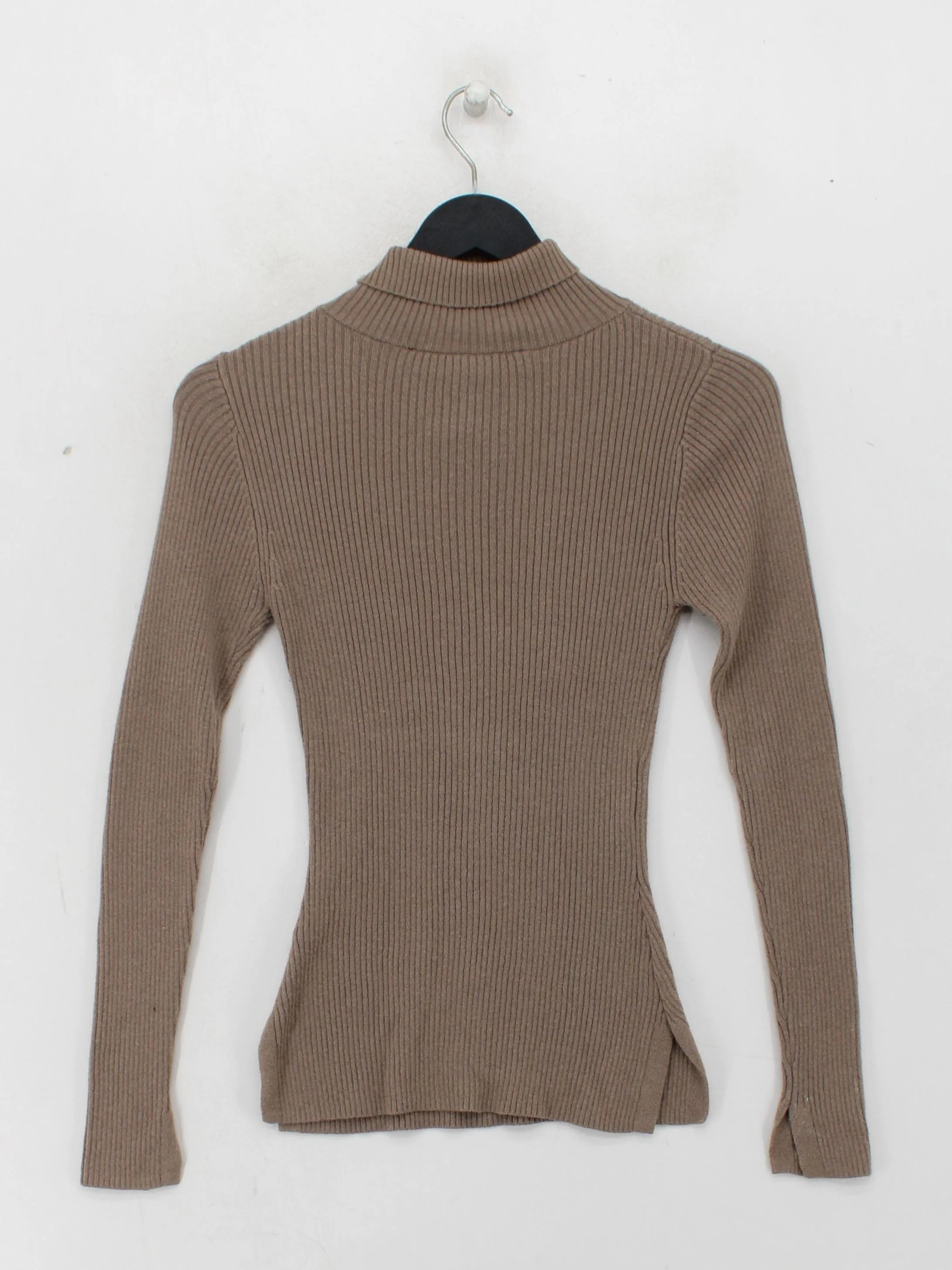 French Connection Women's Top XS Brown Cotton with Polyamide, Wool Basic - Image 2