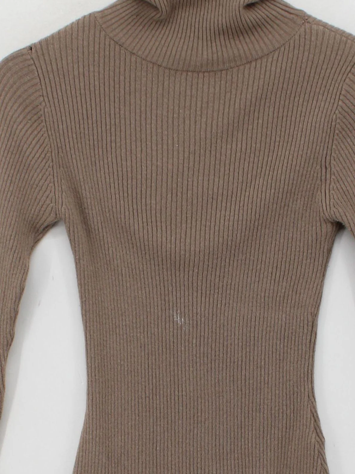 French Connection Women's Top XS Brown Cotton with Polyamide, Wool Basic - Image 3