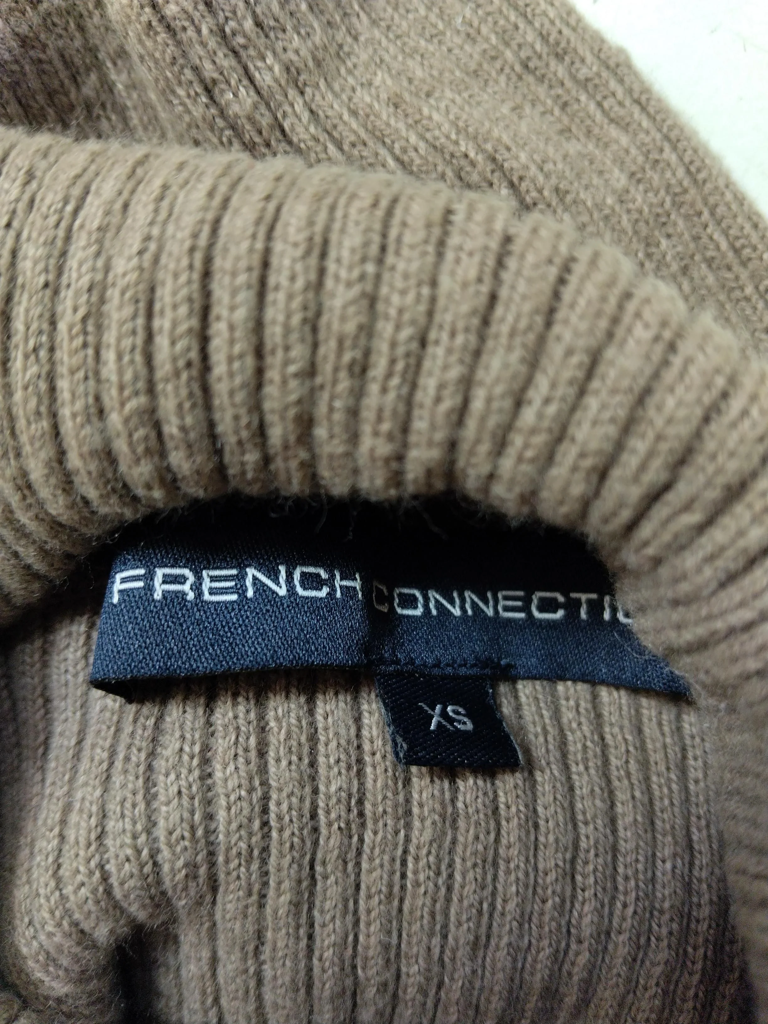 French Connection Women's Top XS Brown Cotton with Polyamide, Wool Basic - Image 6
