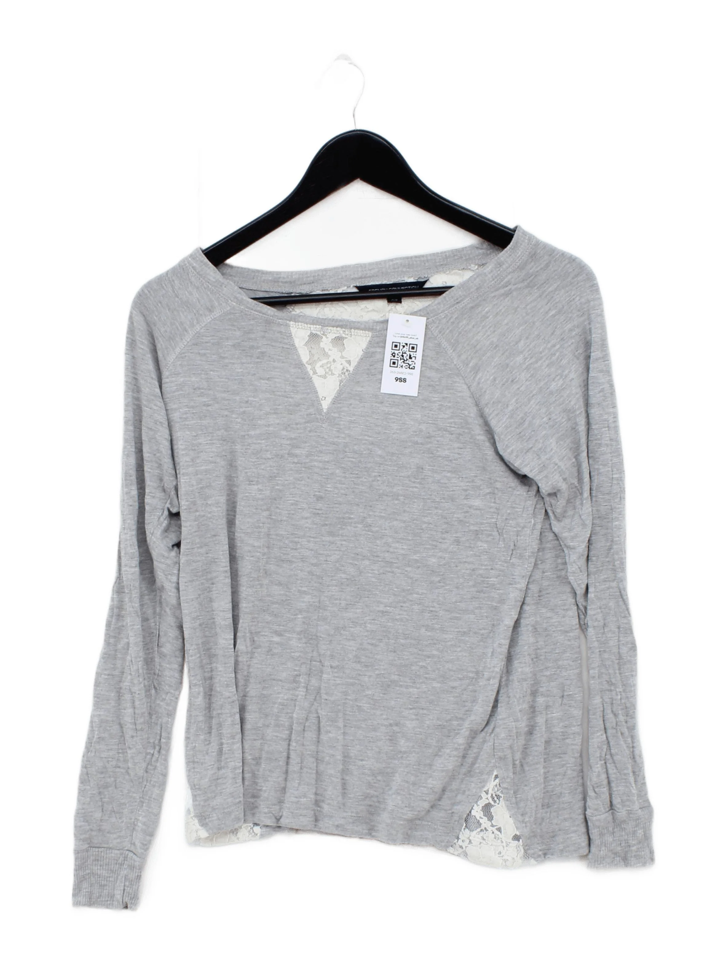 French Connection Women's Top XS Grey Viscose with Cotton, Polyester Basic