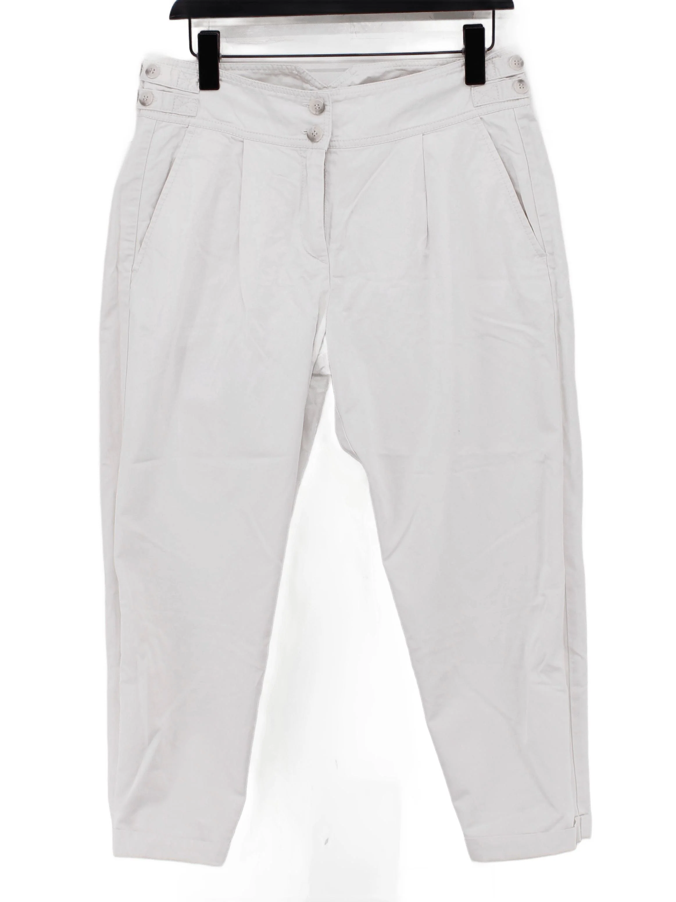 French Connection Women's Trousers UK 12 Cream 100% Cotton Tapered Capri