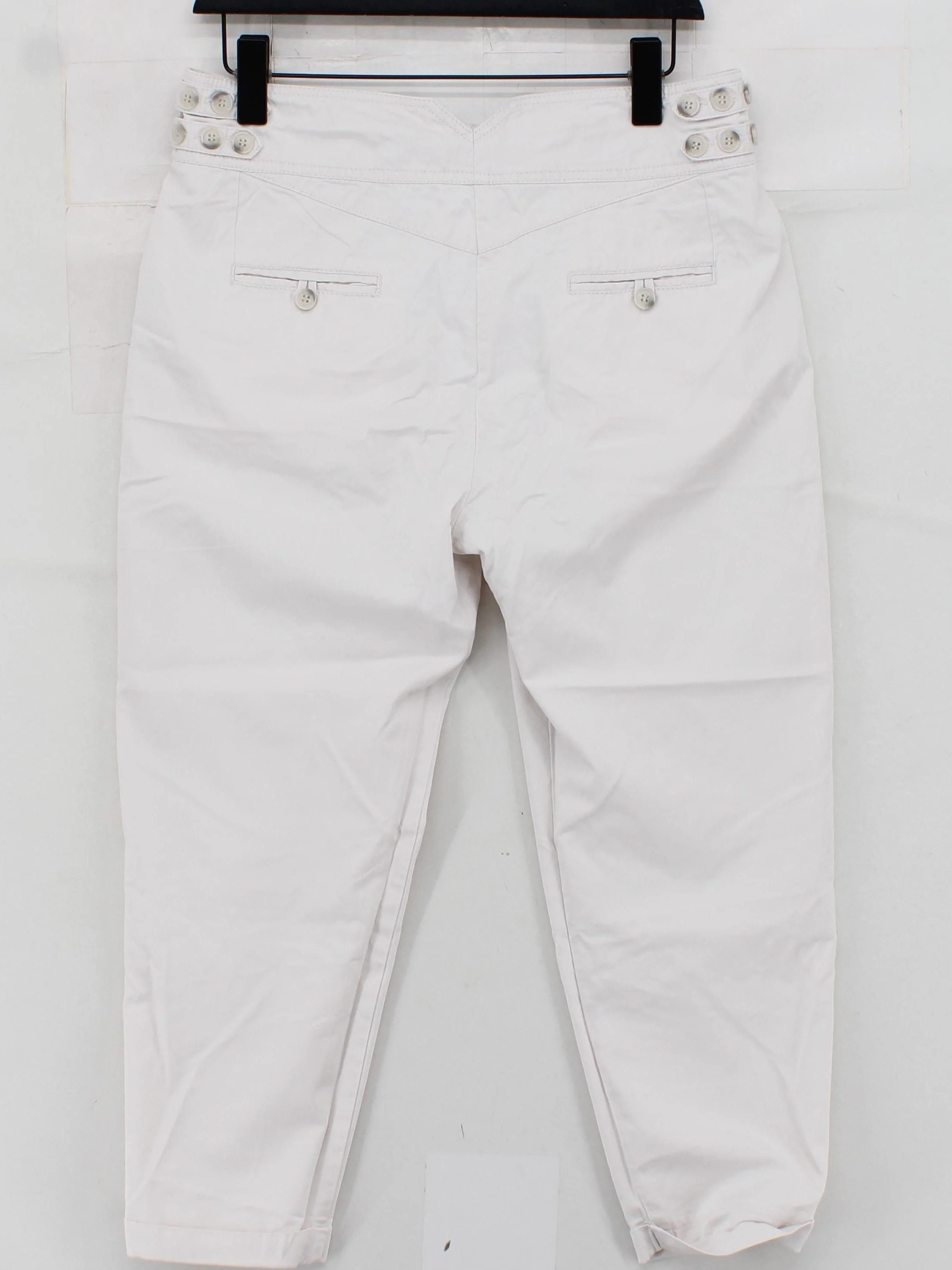 French Connection Women's Trousers UK 12 Cream 100% Cotton Tapered Capri - Image 2