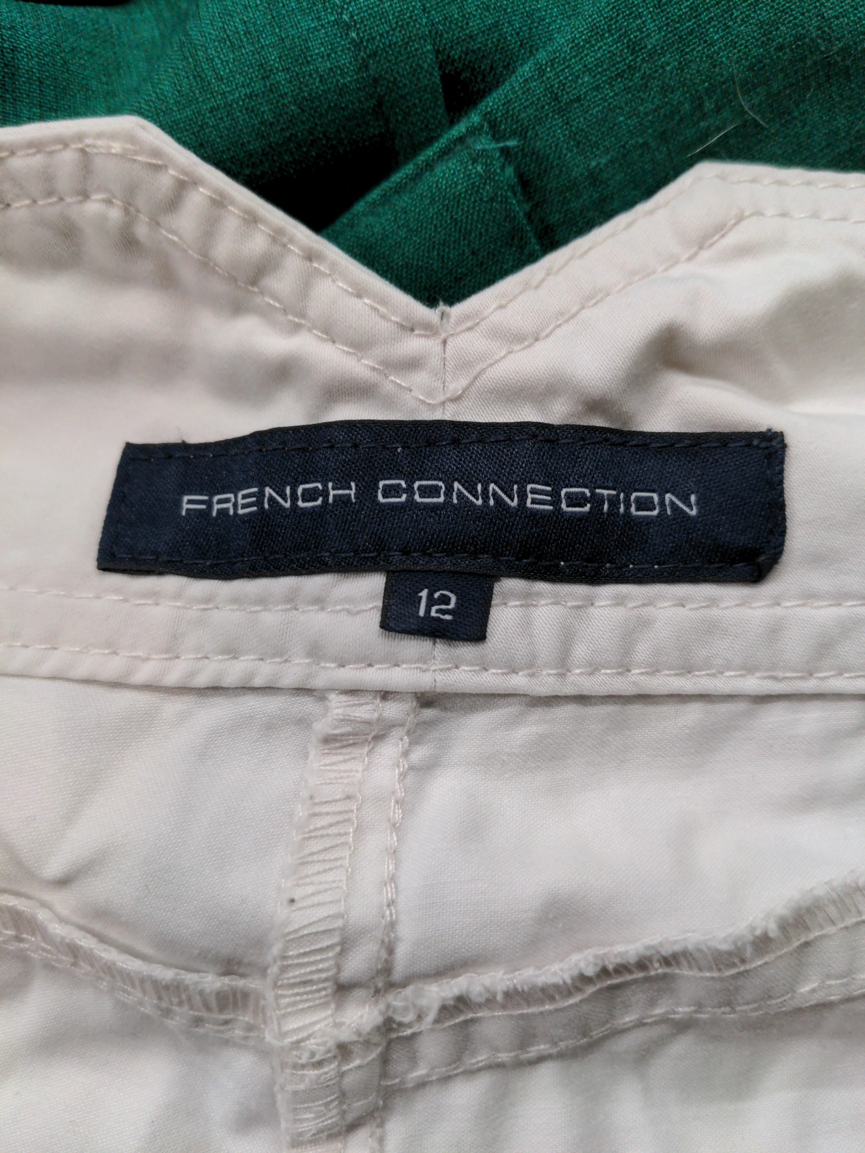 French Connection Women's Trousers UK 12 Cream 100% Cotton Tapered Capri - Image 5