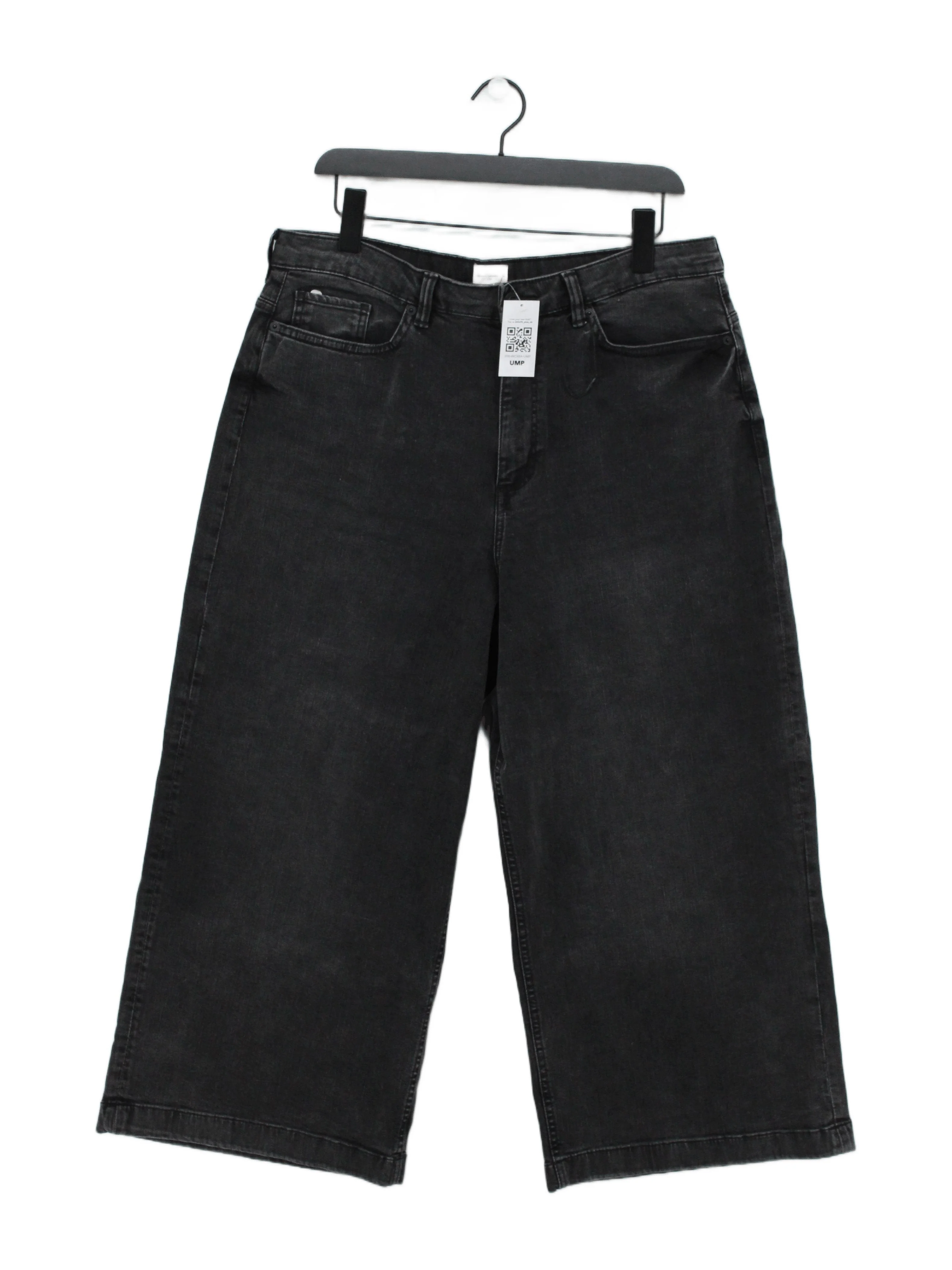French Connection Women's Trousers UK 16 Grey Cotton with Elastane Cropped