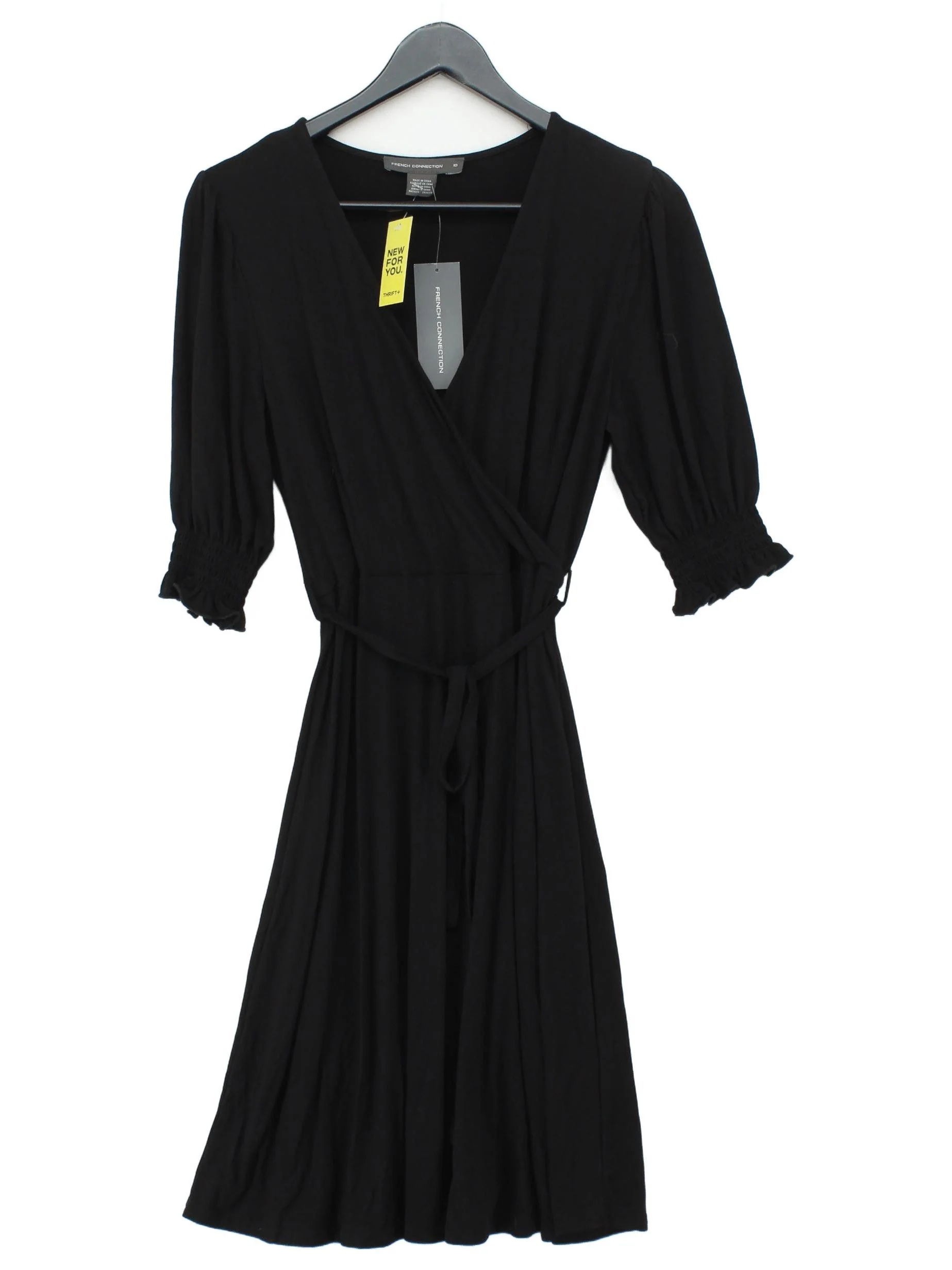French Connection Wrap Midi Dress UK10 in Black