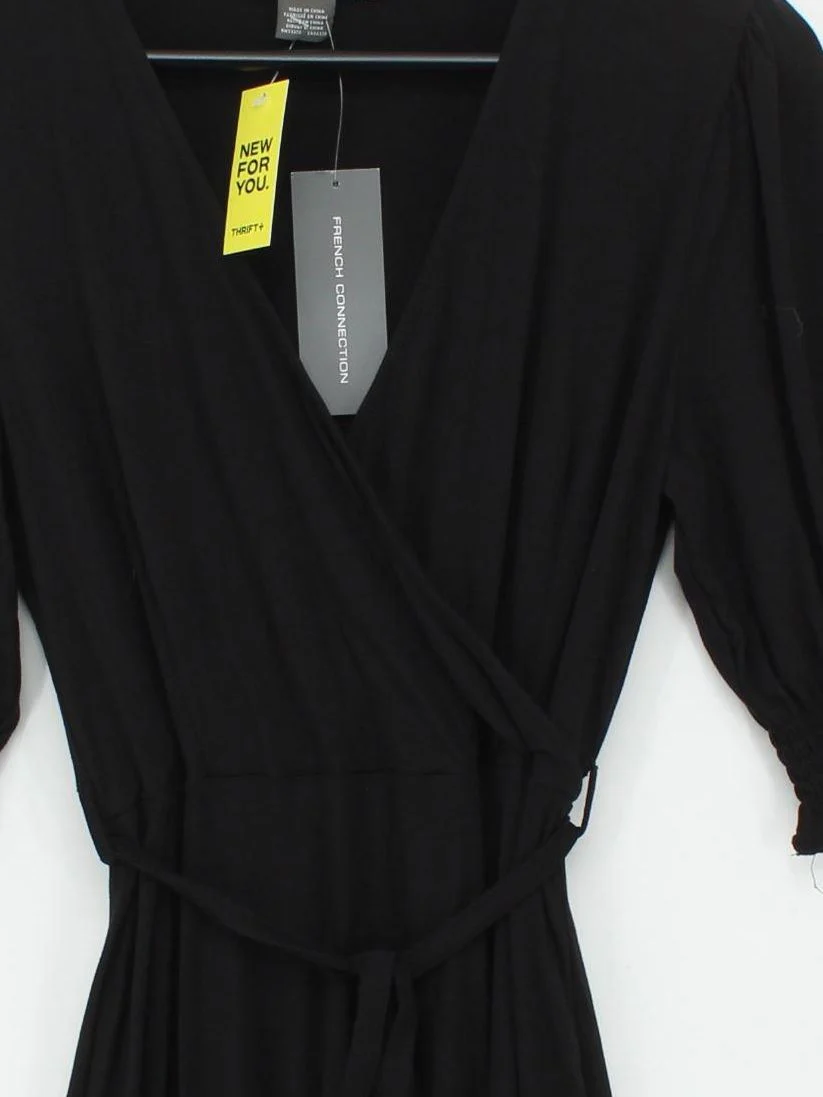 French Connection Wrap Midi Dress UK10 in Black - Image 3