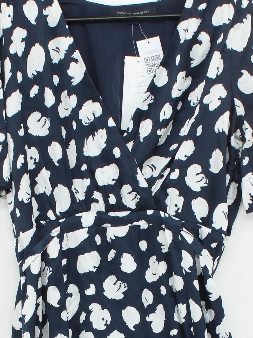 French Connection Wrap Midi Dress UK14 in Blue - Image 3