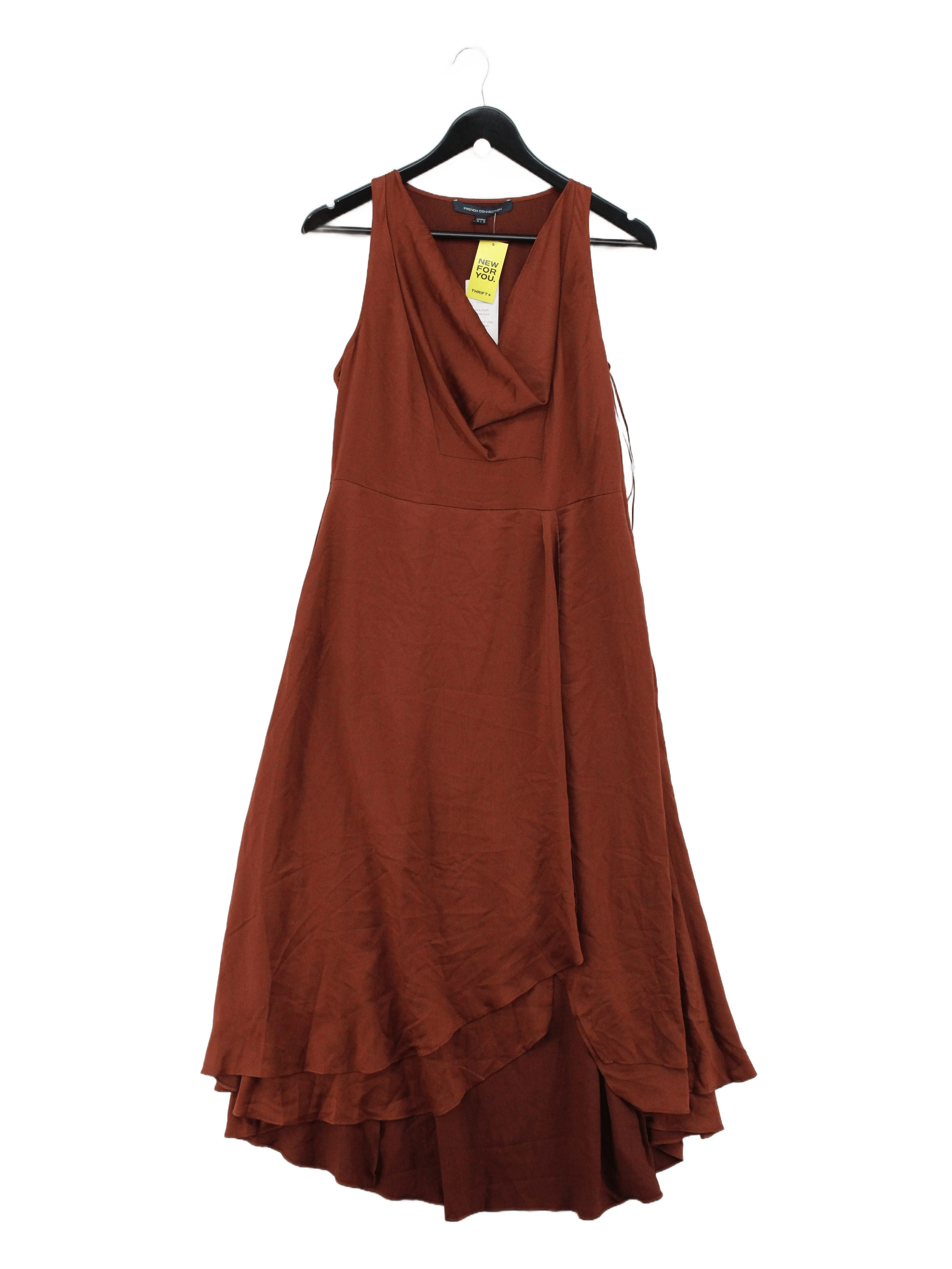 French Connection Wrap Midi Dress UK14 in Brown
