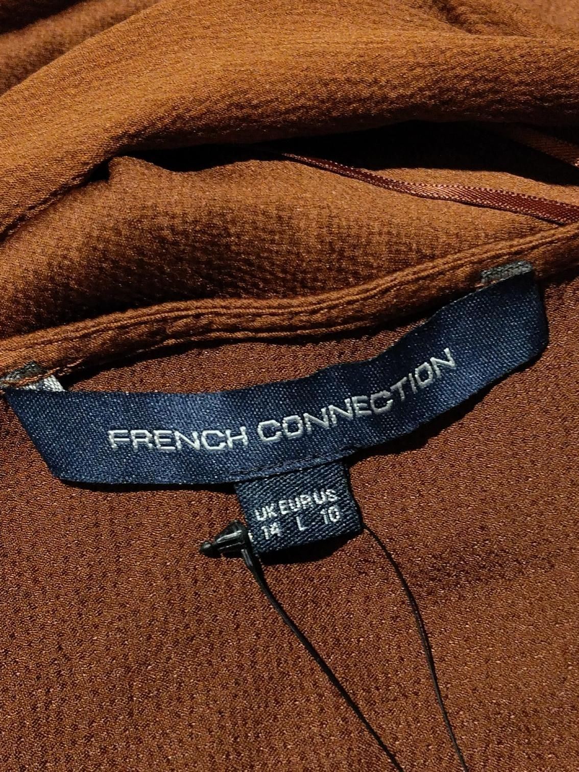 French Connection Wrap Midi Dress UK14 in Brown - Image 5