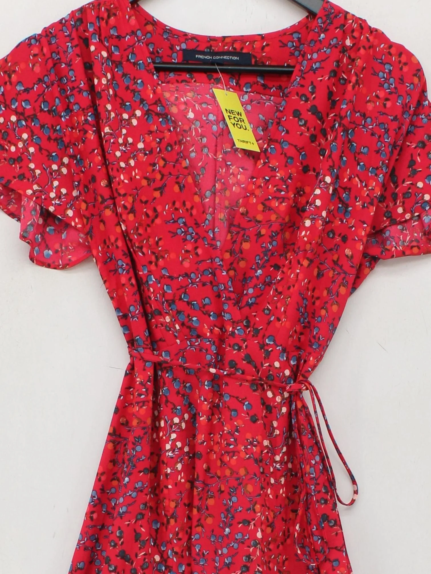 French Connection Wrap Midi Dress UK6 in Red - Image 3