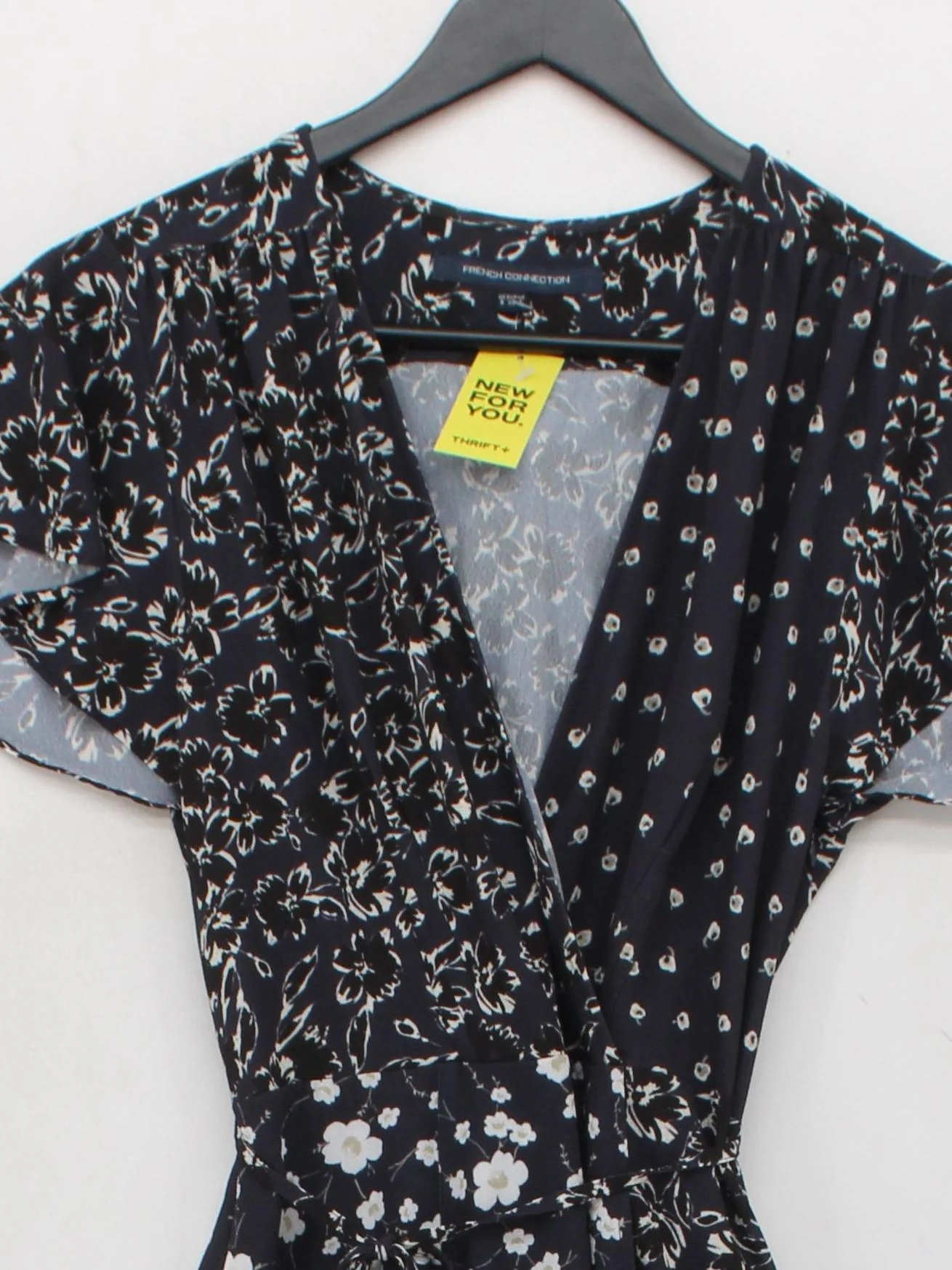 French Connection Wrap Midi Dress UK8 in Black - Image 3