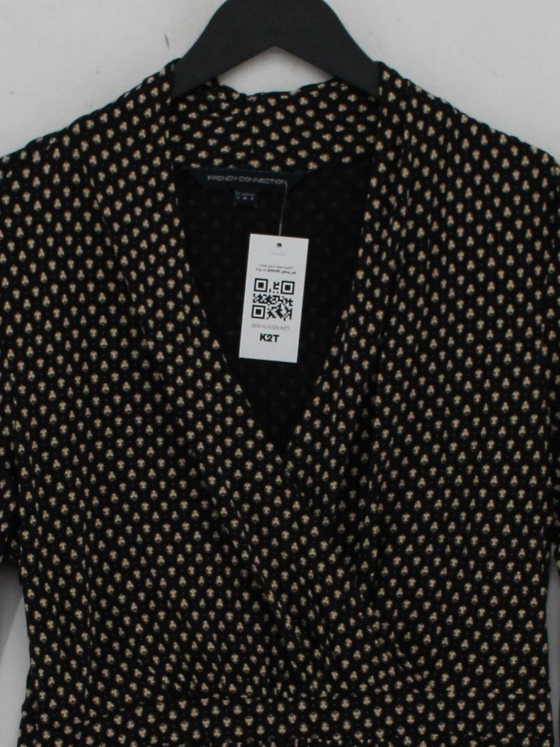 French Connection Wrap Mini Dress UK12 in Black - Image 3