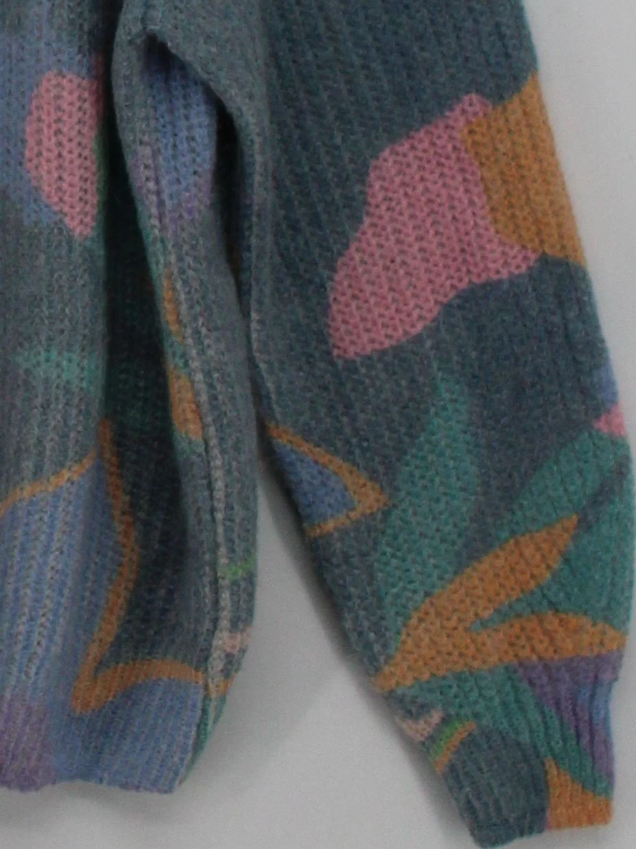 Frnch Women's Jumper M Multi Graphic 100% Wool Crew Neck Pullover - Image 4