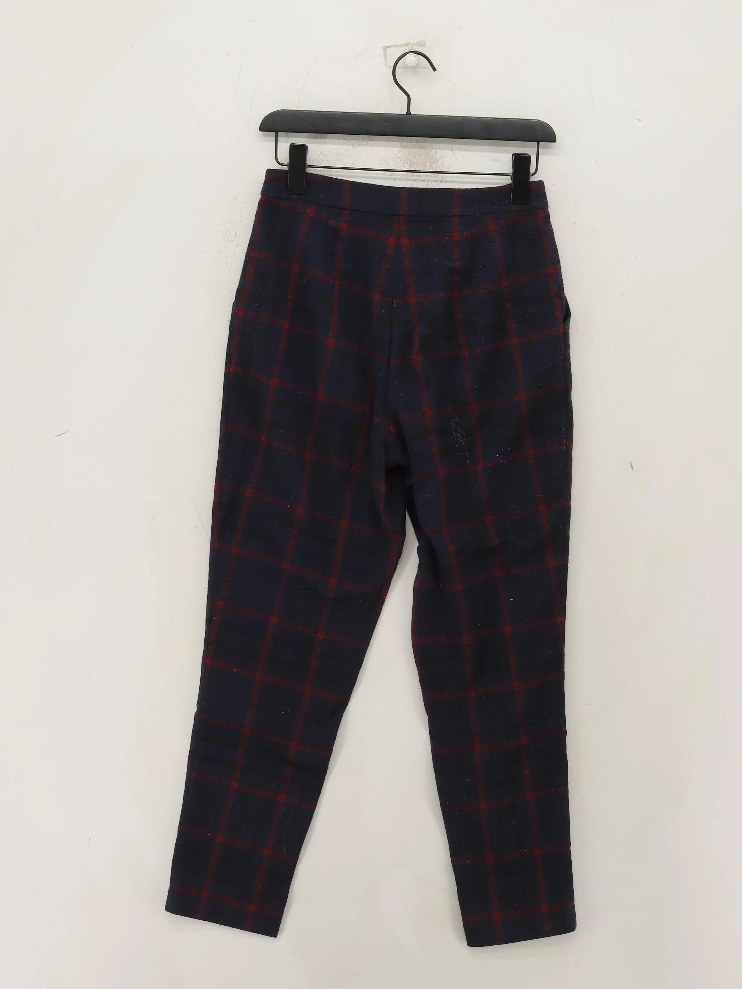 Frnch Women's Trousers S Blue Checkered Polyester with Elastane Tapered Cropped - Image 2