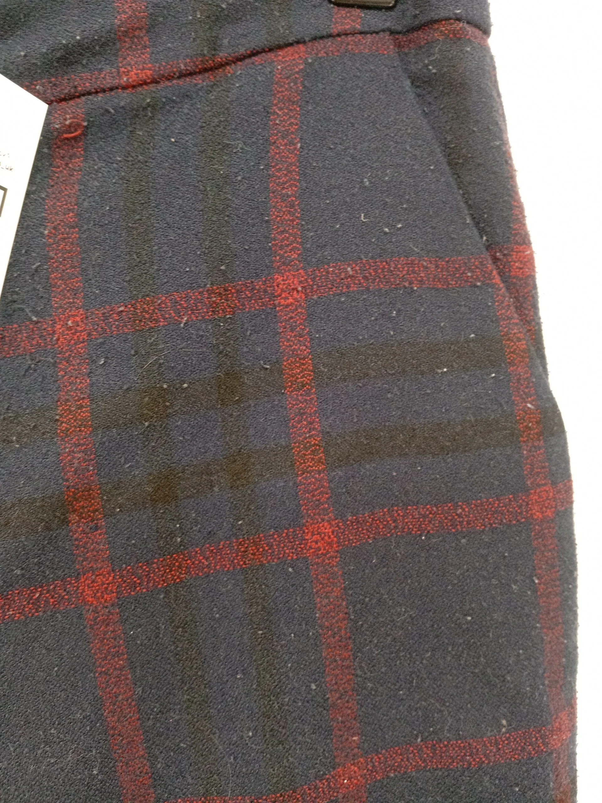 Frnch Women's Trousers S Blue Checkered Polyester with Elastane Tapered Cropped - Image 5