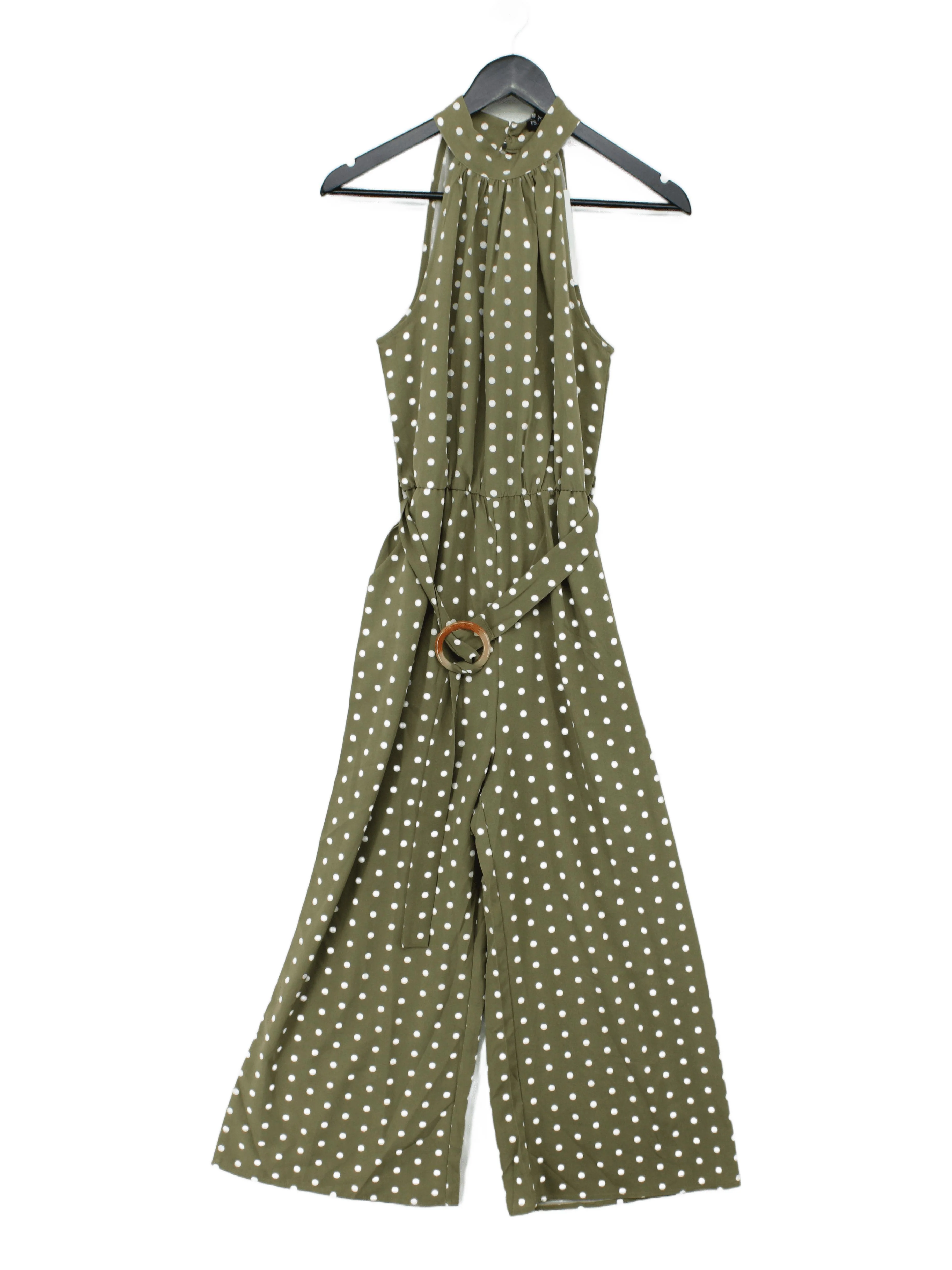 FS Collection Women's Jumpsuit UK 8 Green Polkadot 100% Other Wide-Leg Jumpsuit