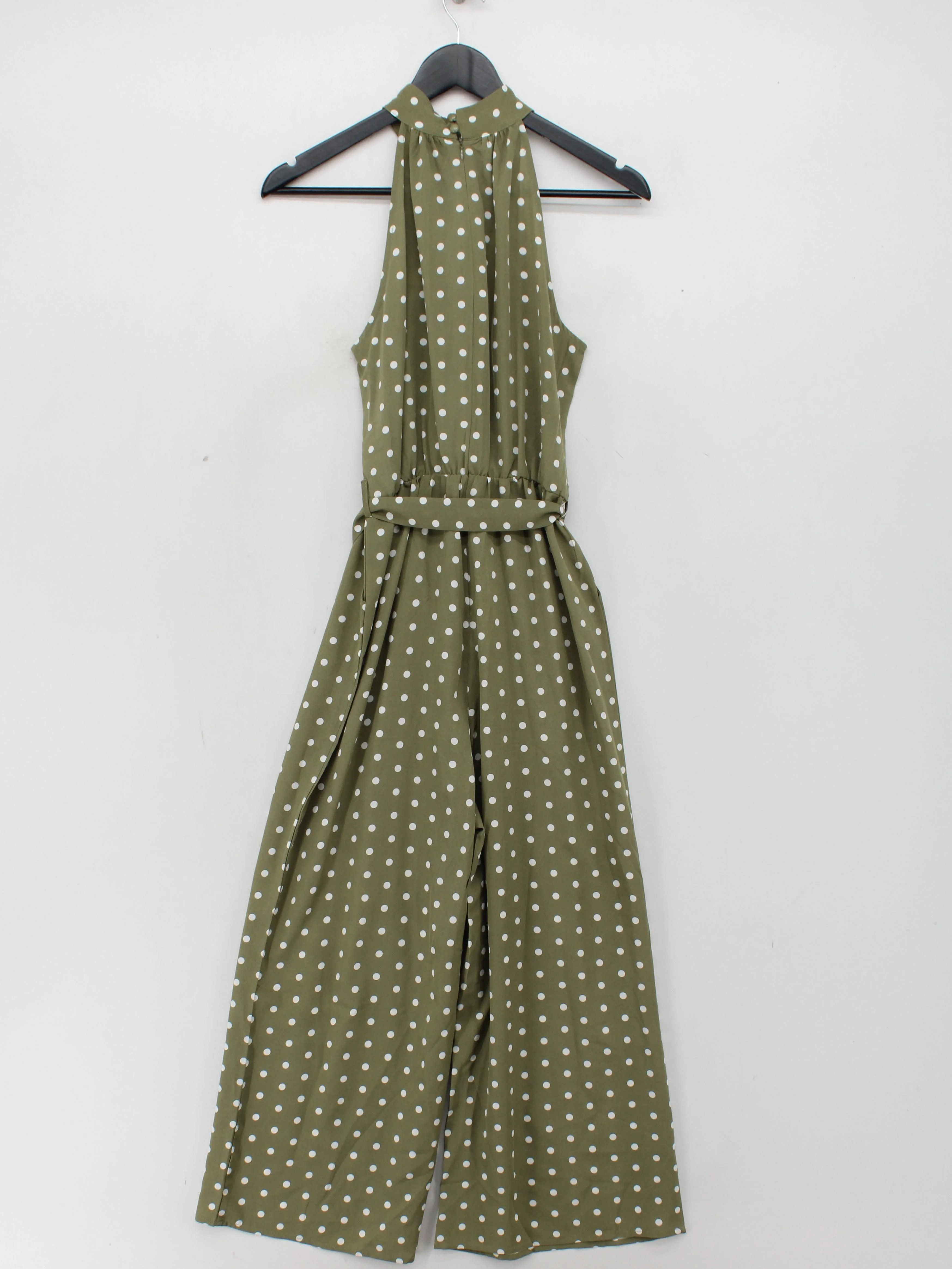 FS Collection Women's Jumpsuit UK 8 Green Polkadot 100% Other Wide-Leg Jumpsuit - Image 2