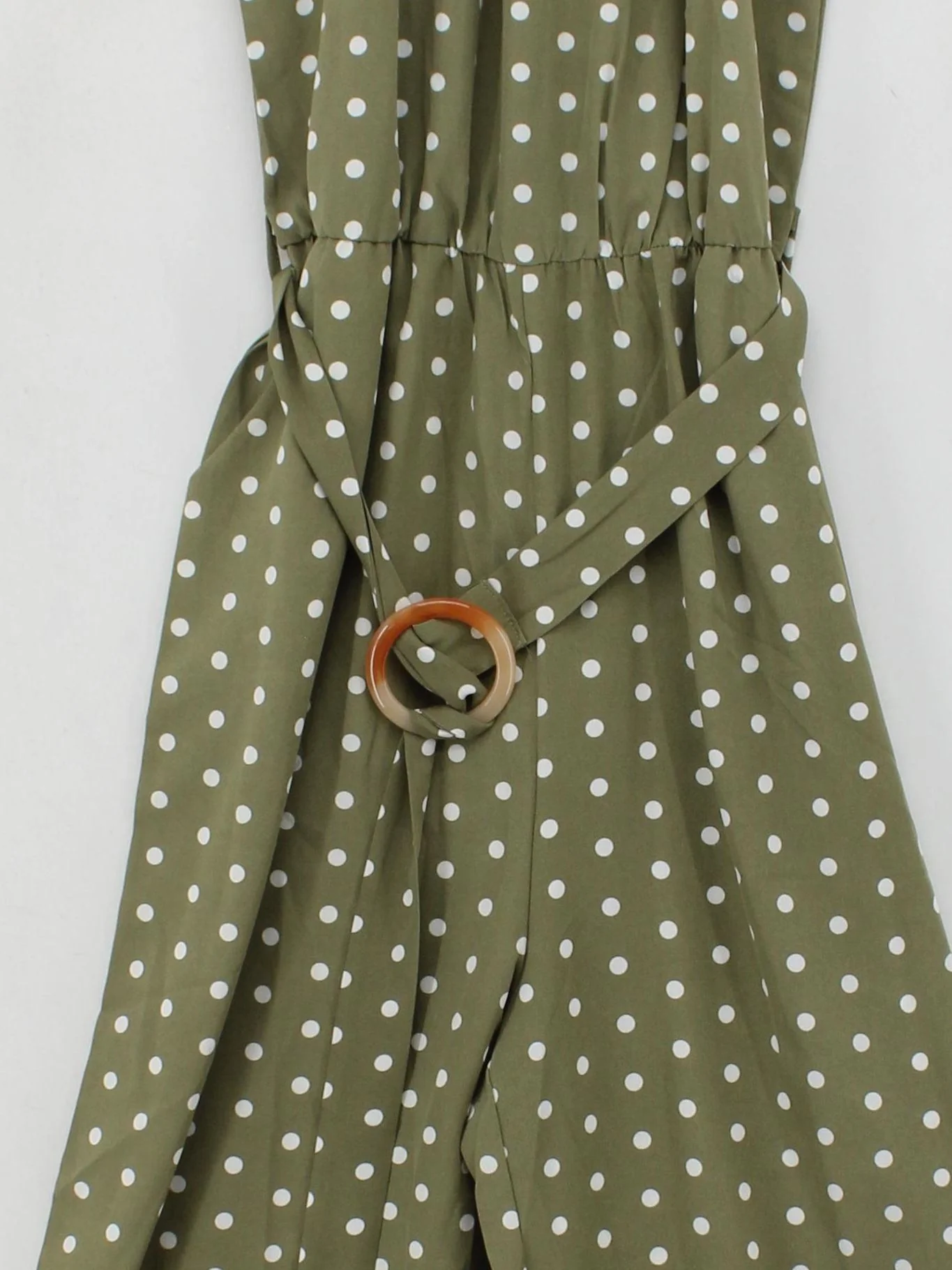 FS Collection Women's Jumpsuit UK 8 Green Polkadot 100% Other Wide-Leg Jumpsuit - Image 3