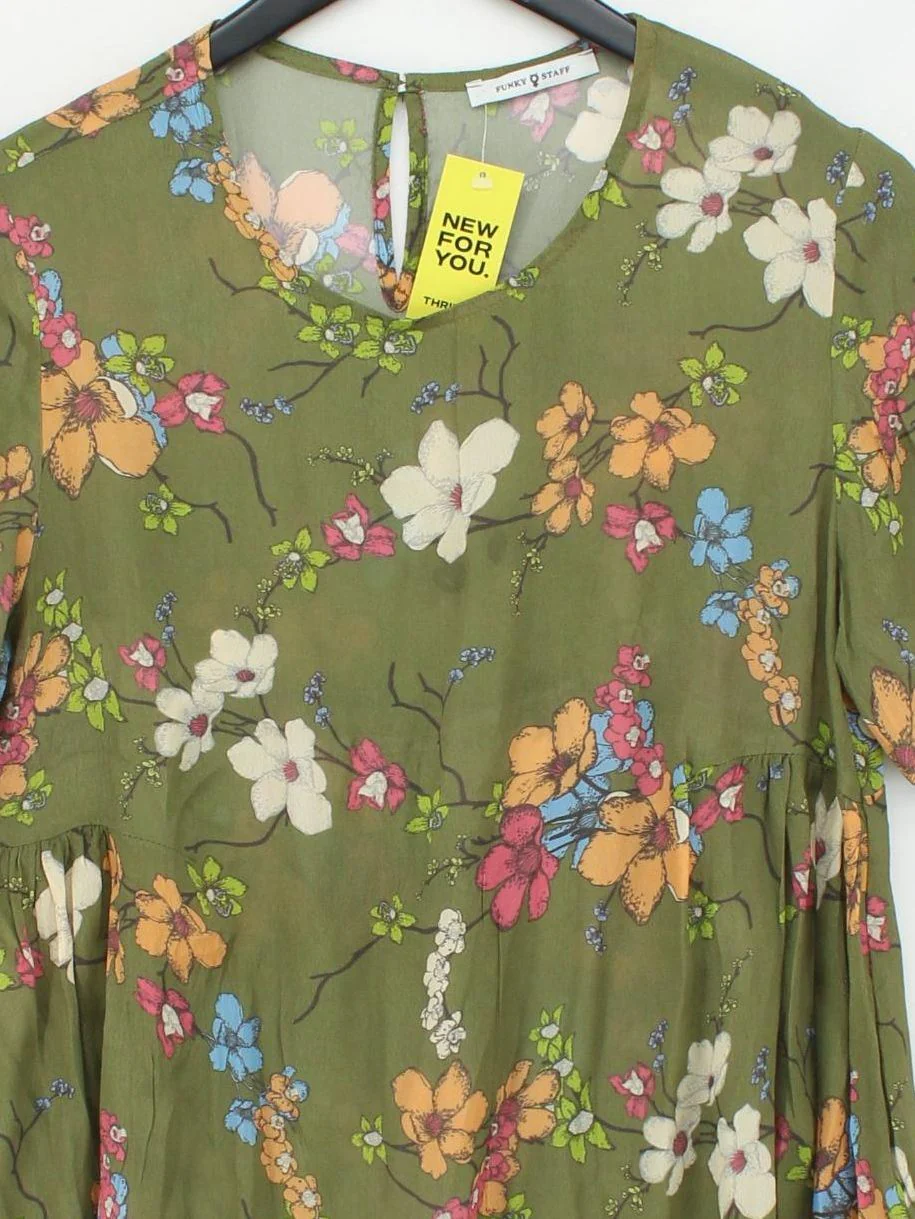 FUNKY STAFF Women's Top M Green Viscose with Silk Basic - Image 3