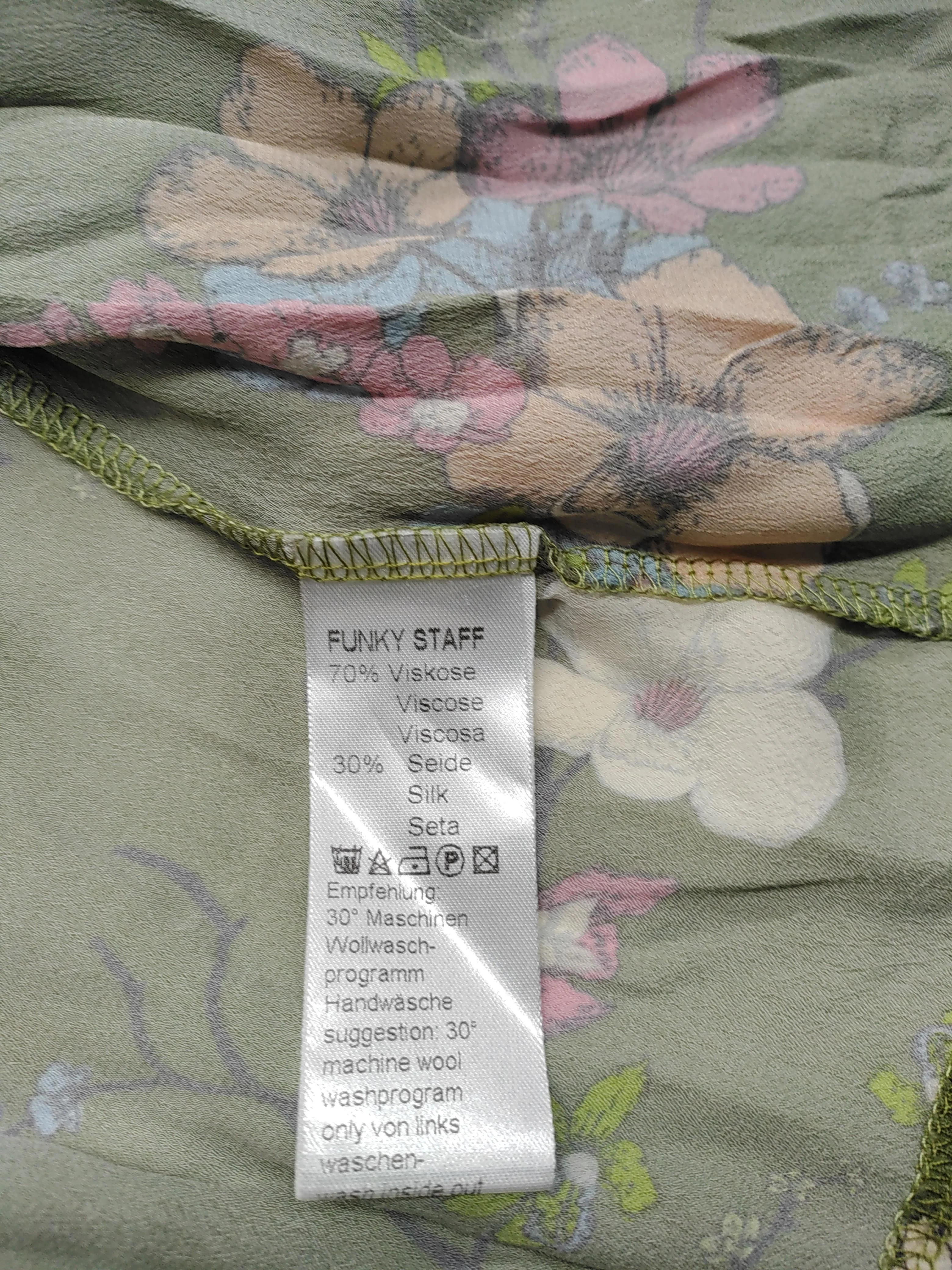 FUNKY STAFF Women's Top M Green Viscose with Silk Basic - Image 6