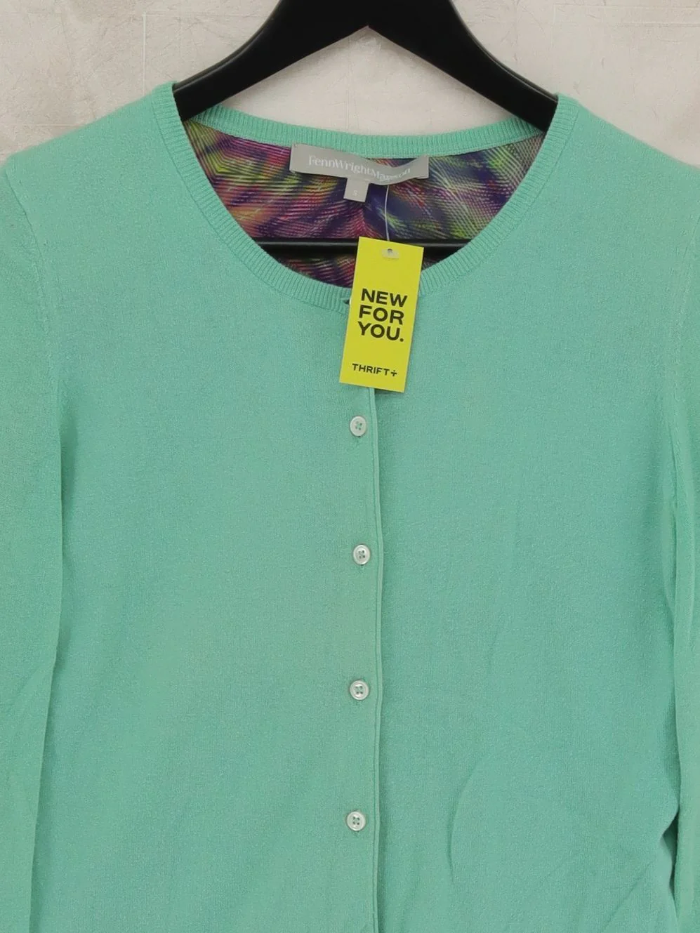 FWM (Fenn Wright Manson) Women's Cardigan S Green Cotton with Silk Cardigan - Image 3