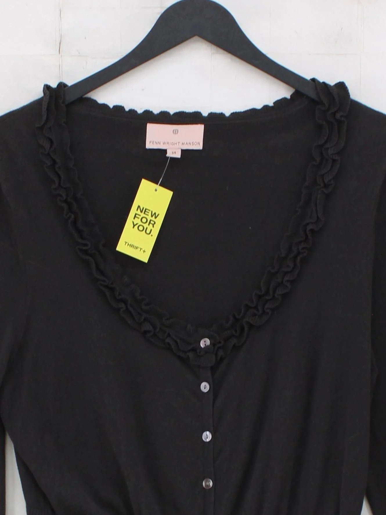 FWM (Fenn Wright Manson) Women's Cardigan UK 14 Black 100% Cotton Cardigan - Image 3