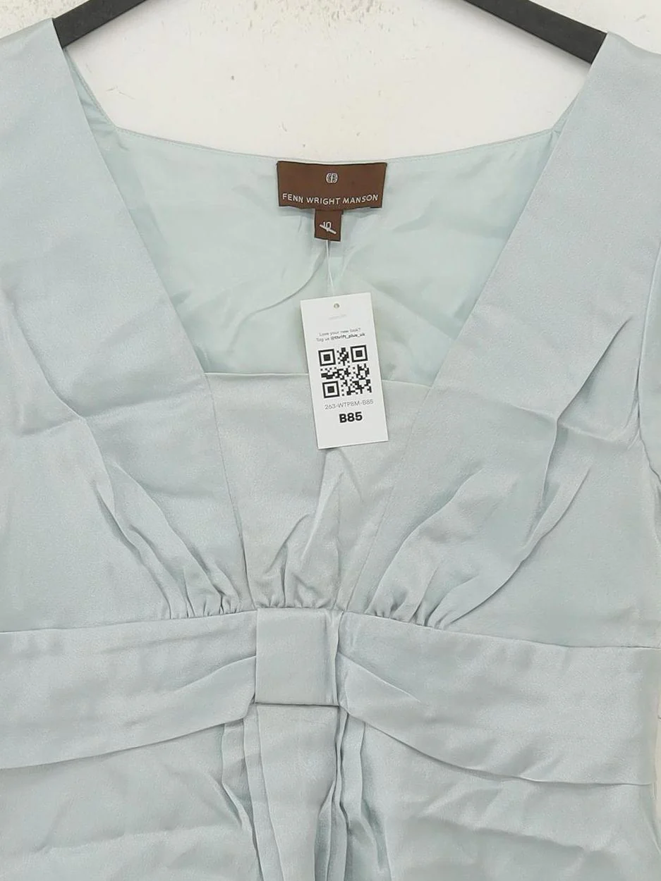 FWM (Fenn Wright Manson) Women's Top UK 10 Blue Silk with Acetate Basic - Image 3