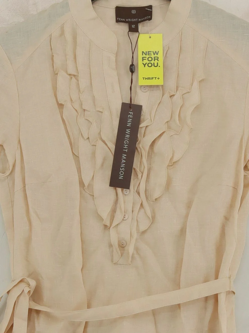 FWM (Fenn Wright Manson) Women's Top UK 12 Cream 100% Linen Basic - Image 3