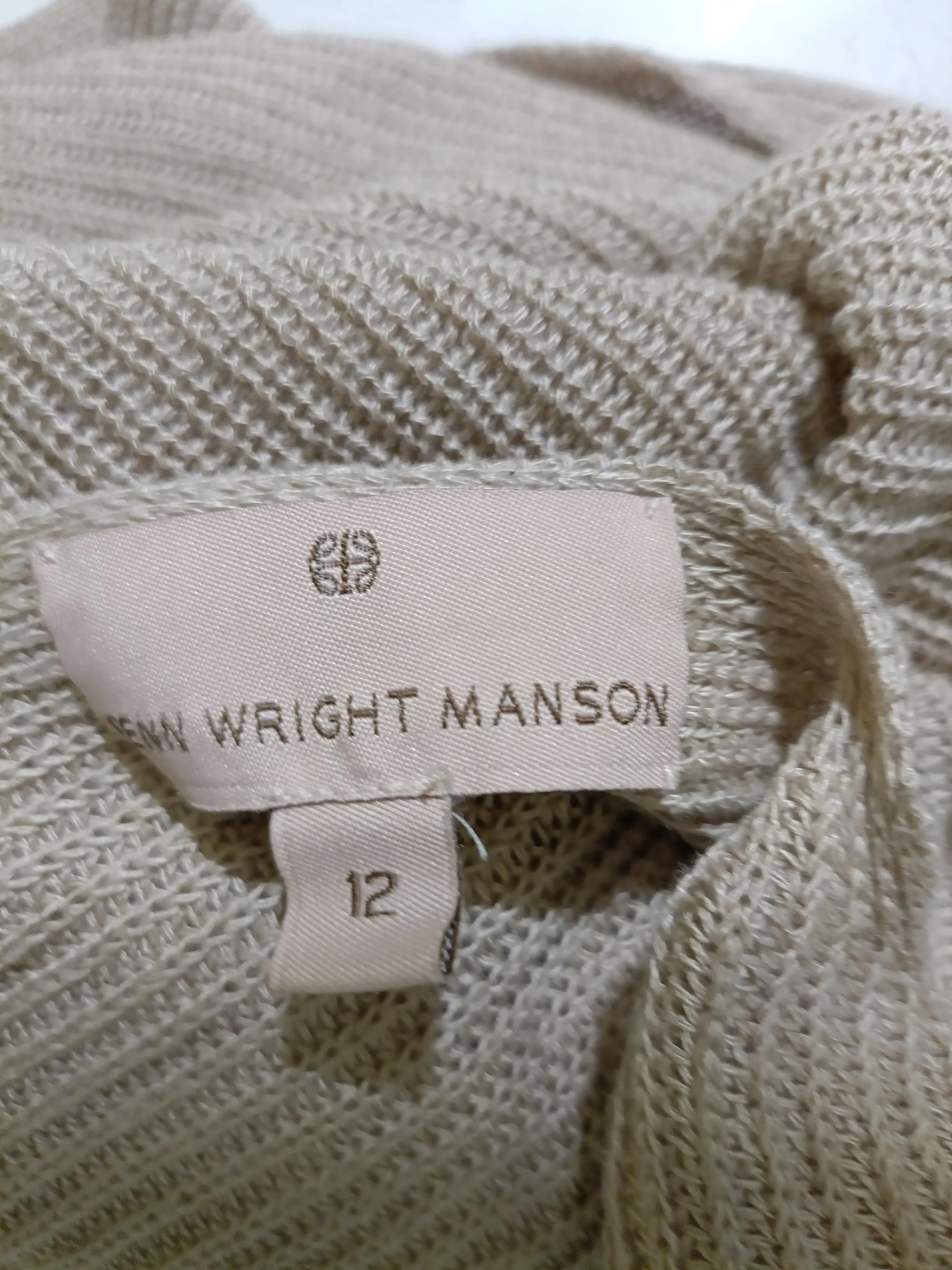FWM (Fenn Wright Manson) Women's Top UK 12 Tan Linen with Polyester Tunic - Image 5