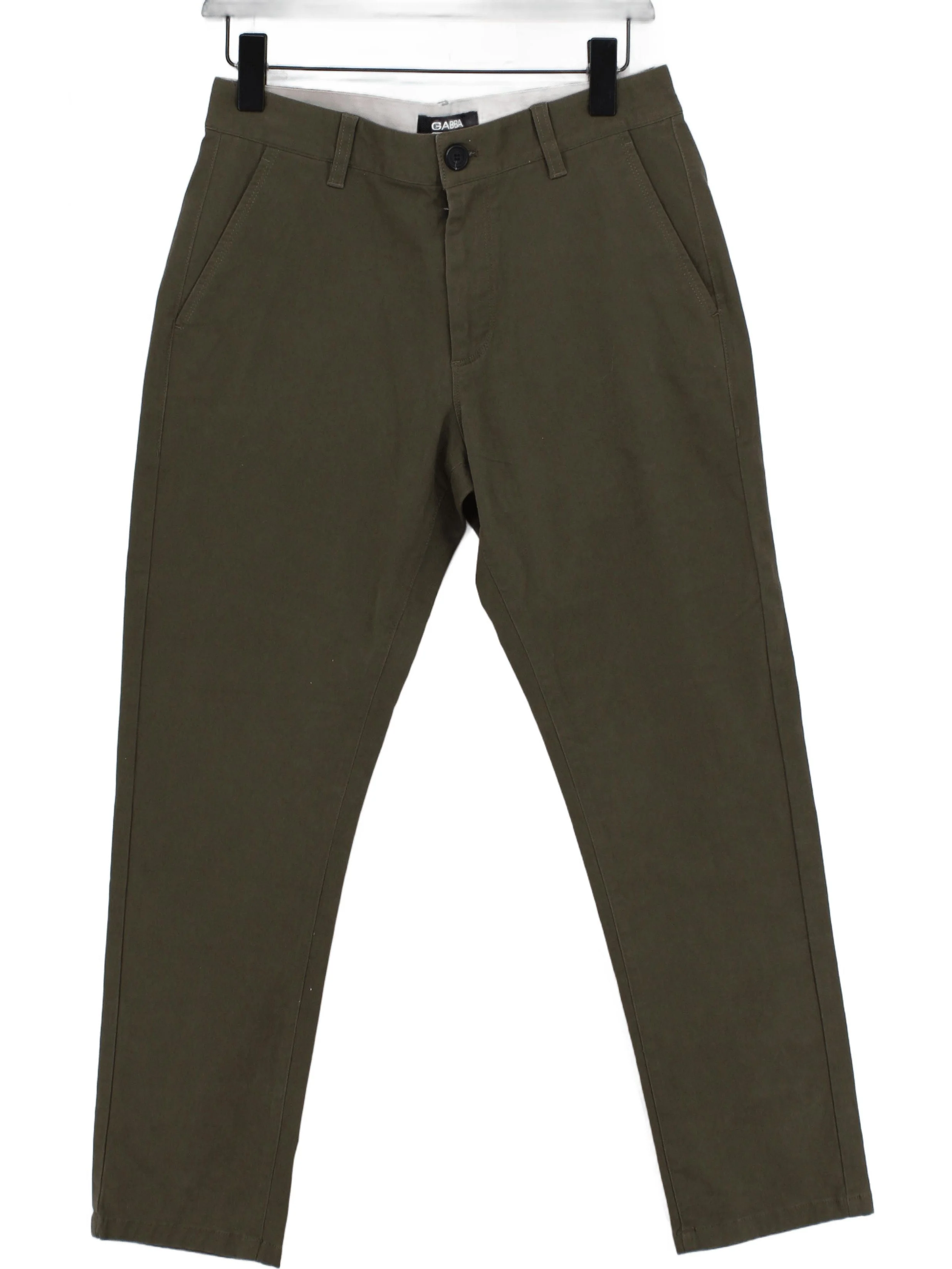 Gabba Men's Trousers W 29 in Green Cotton with Elastane Tapered Chino
