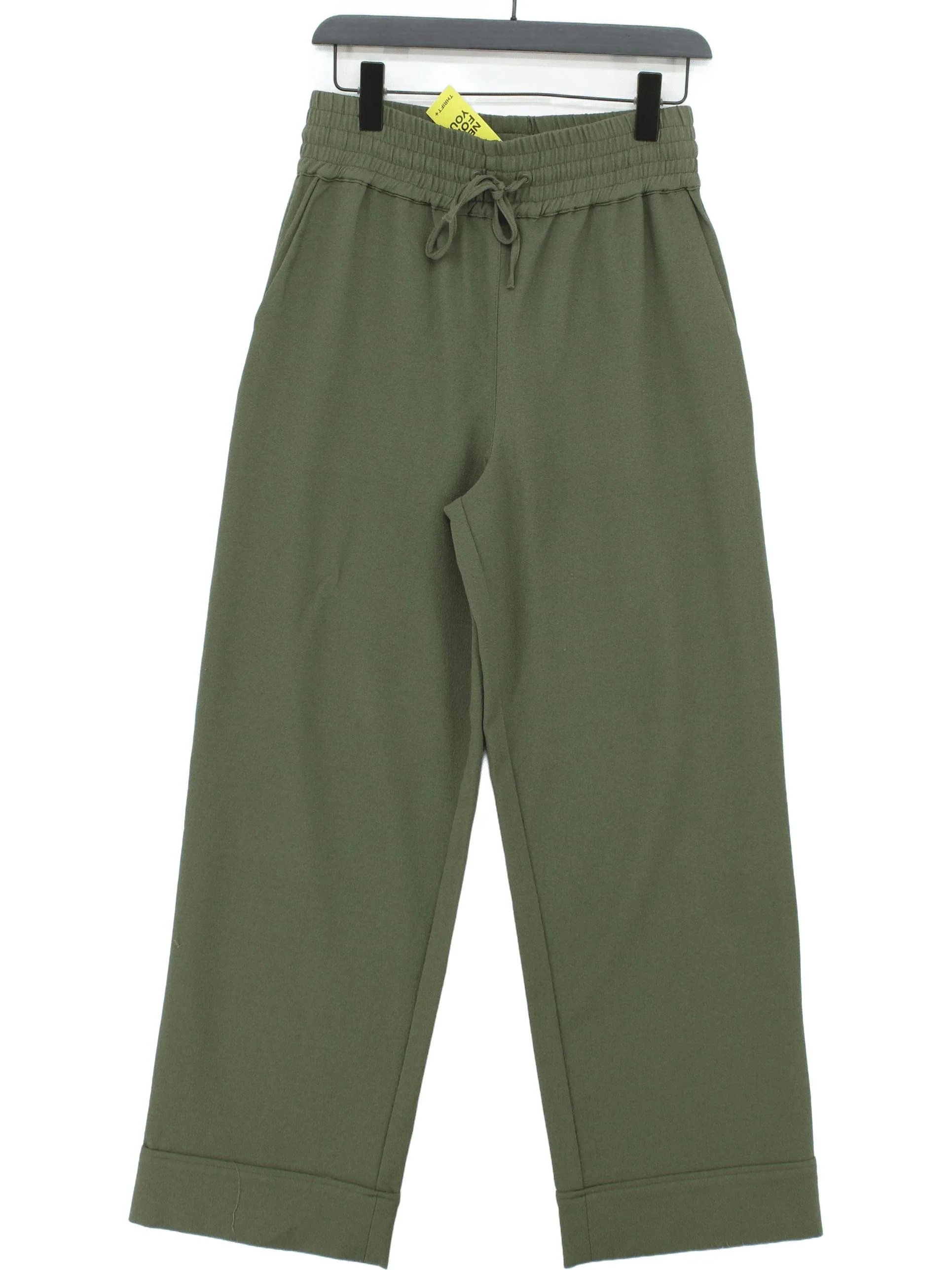 Ganni Men's Sports Bottoms M Green Polyester with Elastane Wide-Leg Sweatpants