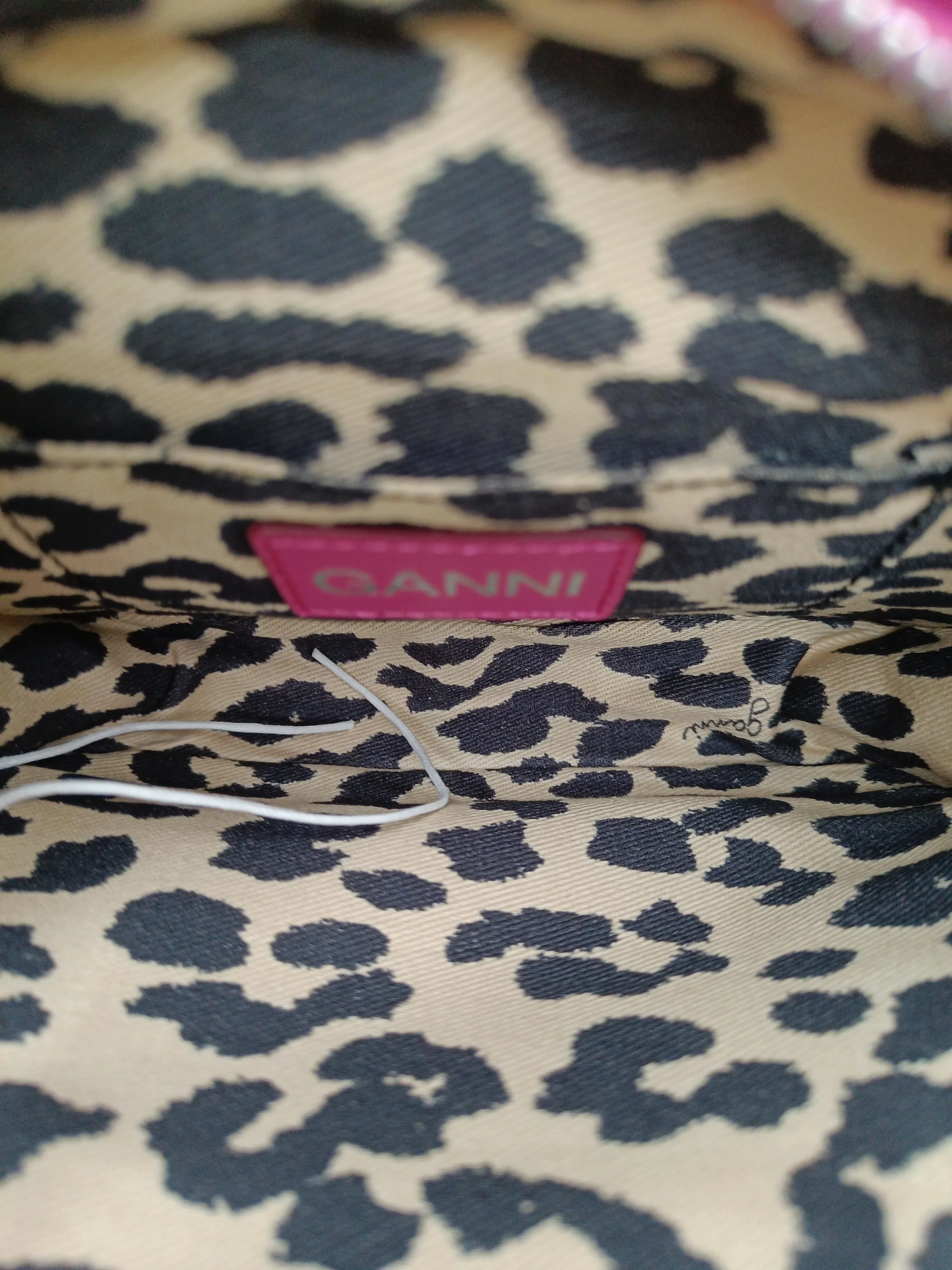 Ganni Women's Bag Pink Animal Print 100% Leather Shoulder Bag - Image 4