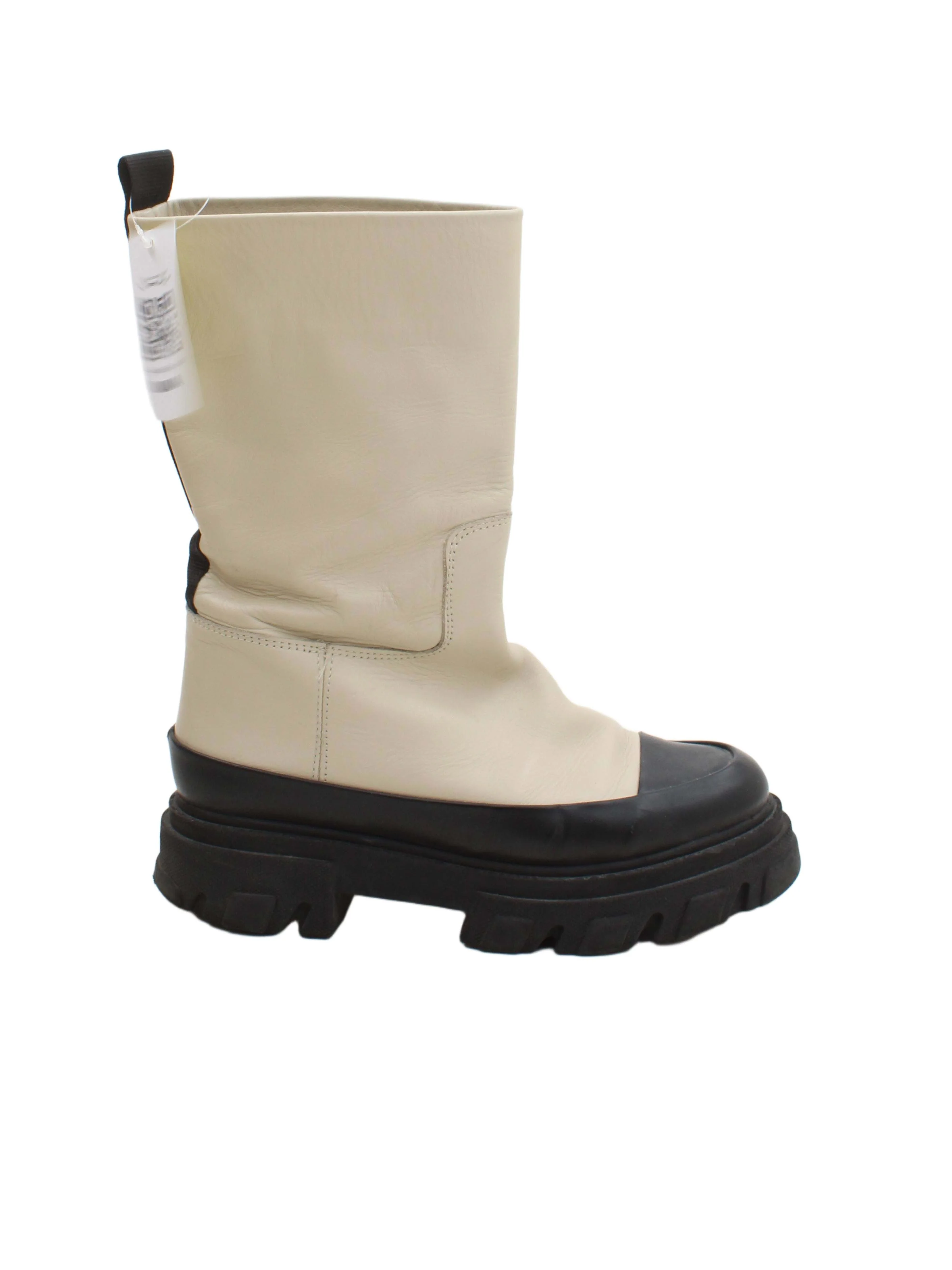 Ganni Women's Boots UK 5 Cream 100% Leather Platform