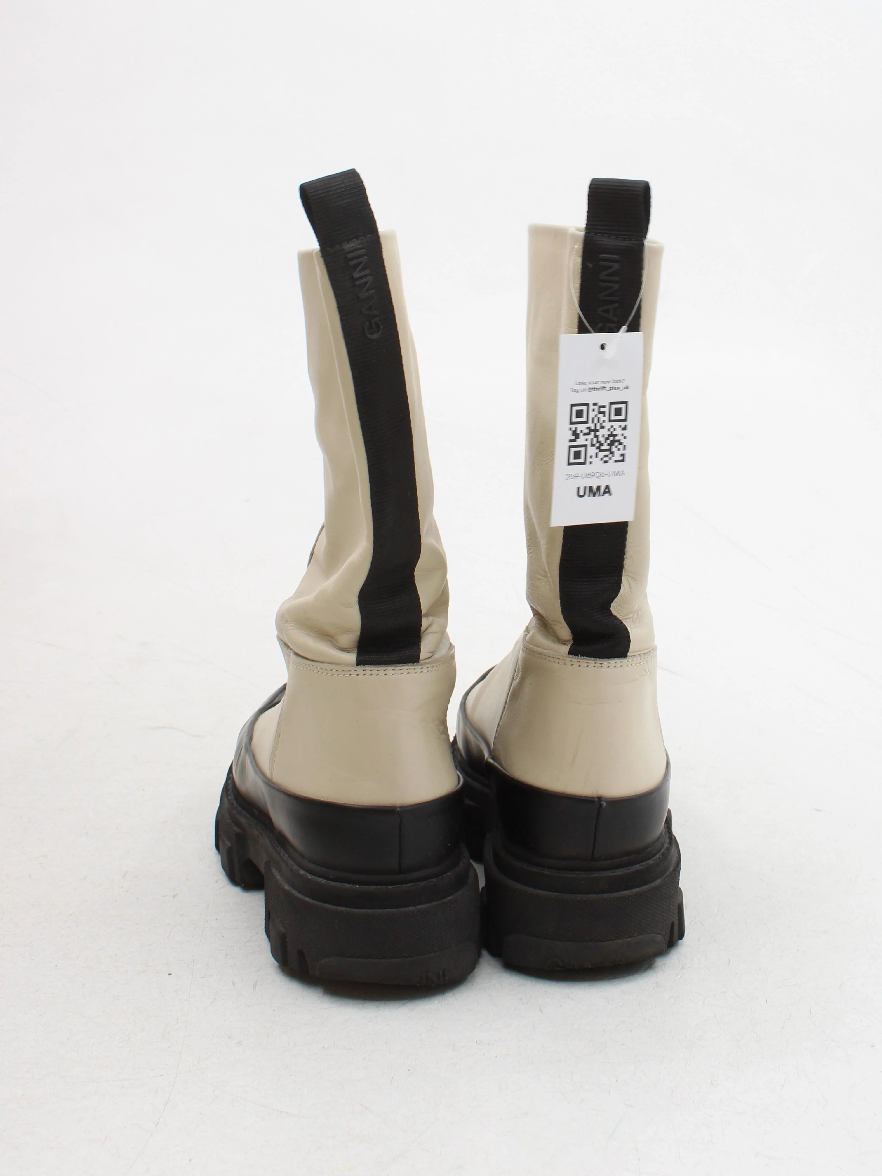 Ganni Women's Boots UK 5 Cream 100% Leather Platform - Image 3