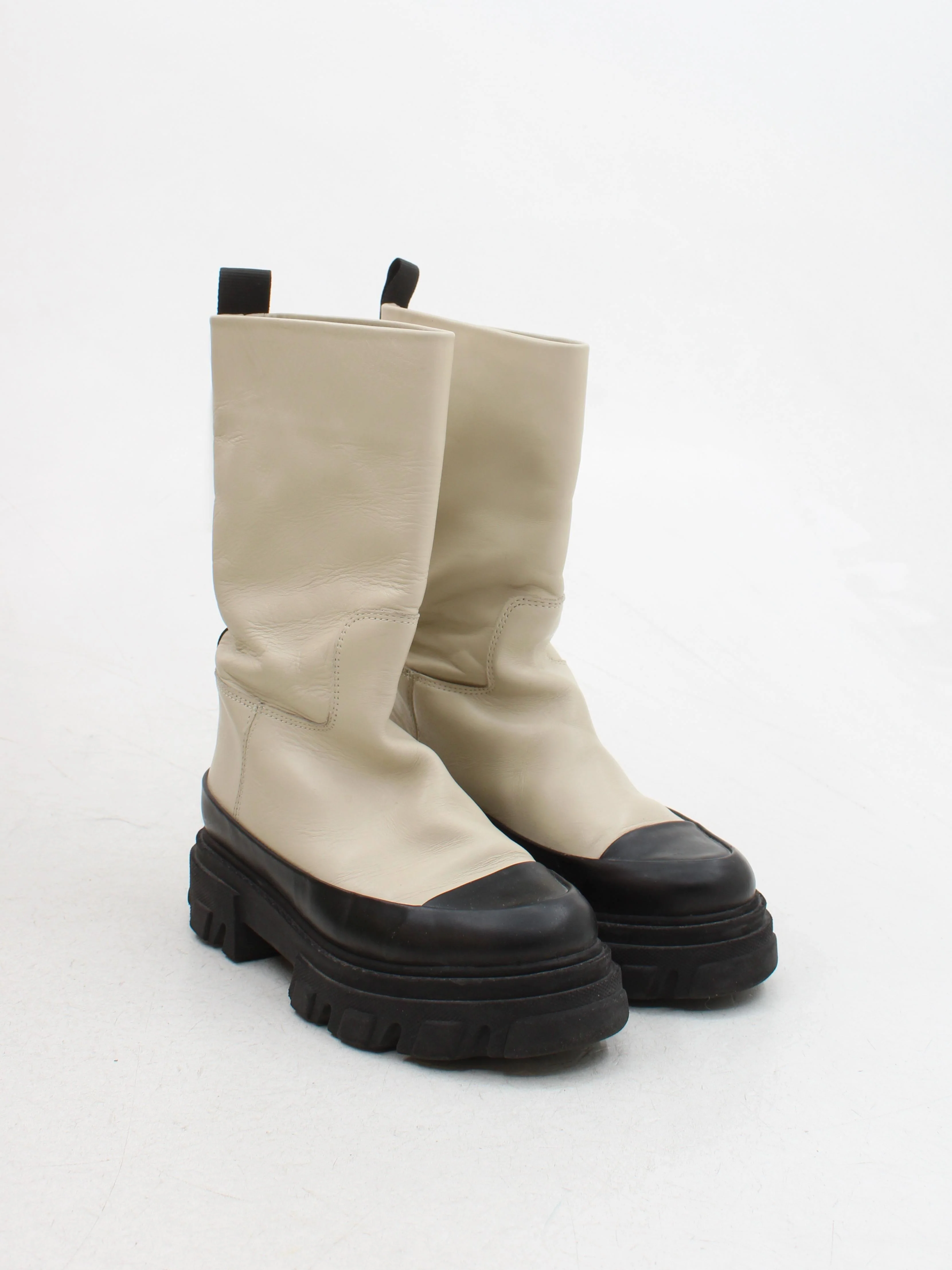 Ganni Women's Boots UK 5 Cream 100% Leather Platform - Image 4